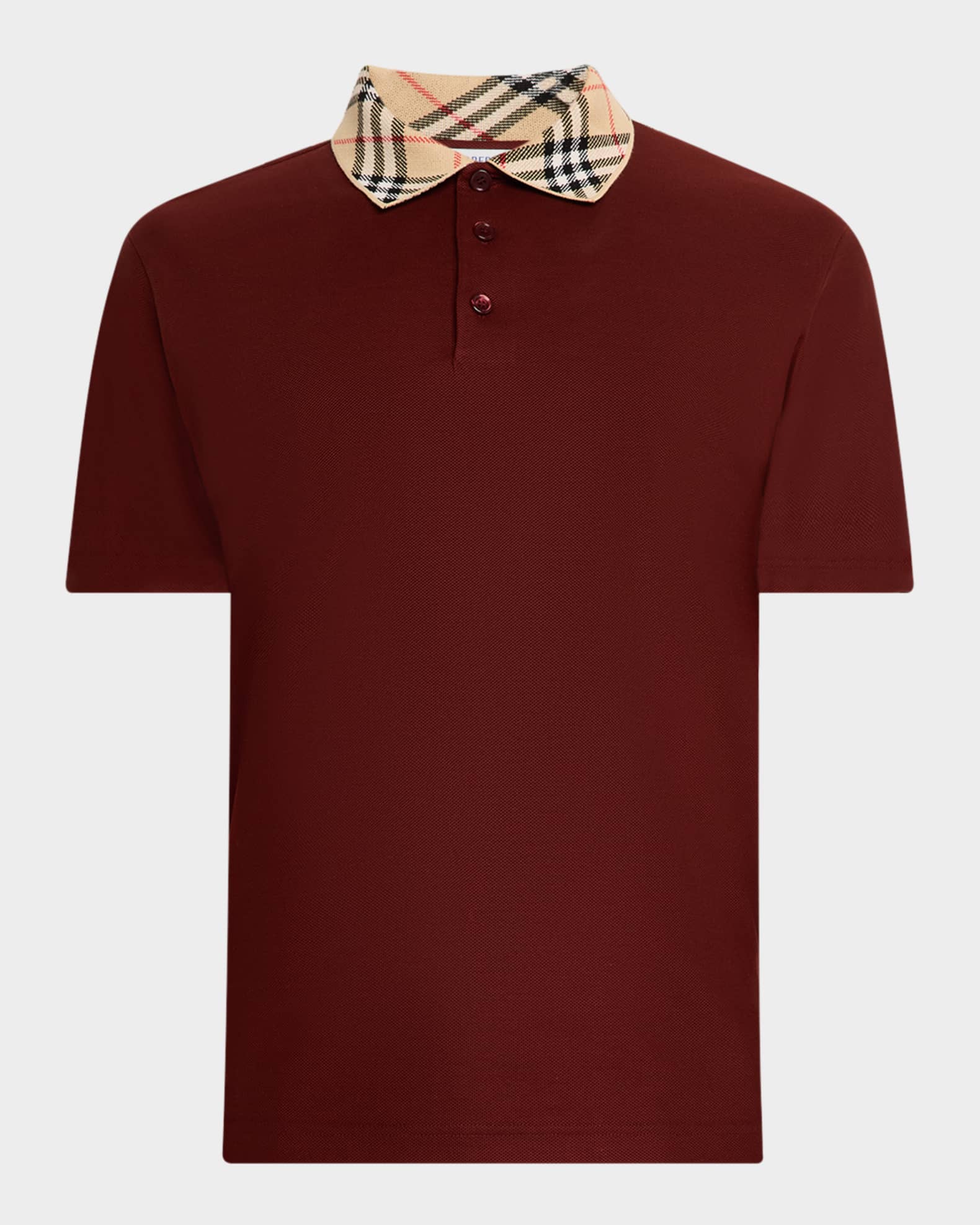 Men's Cotton Check-Collar Polo Shirt 0