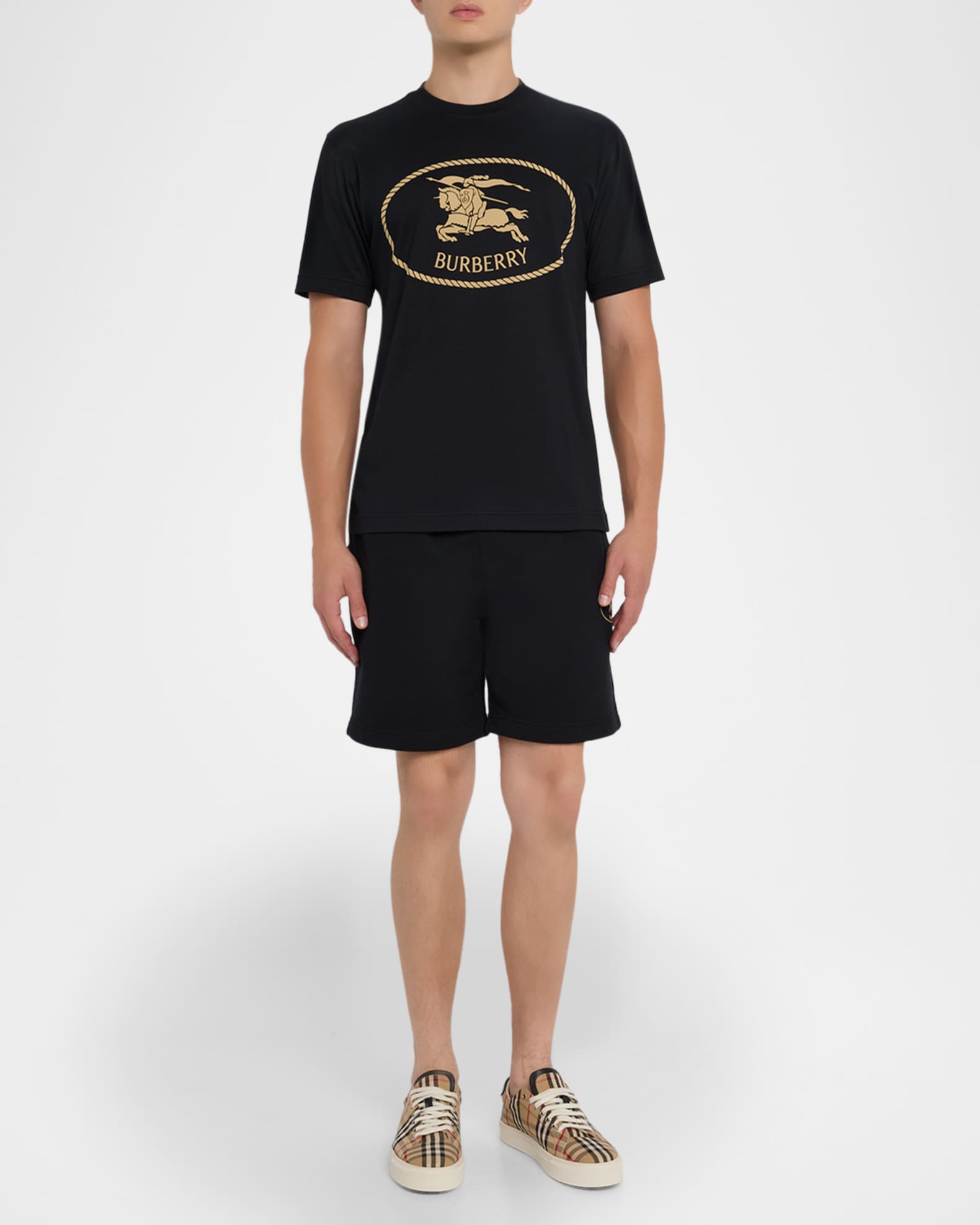 【関税&送料込】Burberry Knight Stamp T-Shirt Burberry Men's Cotton Knight Stamp Graphic T-Shirt | Neiman