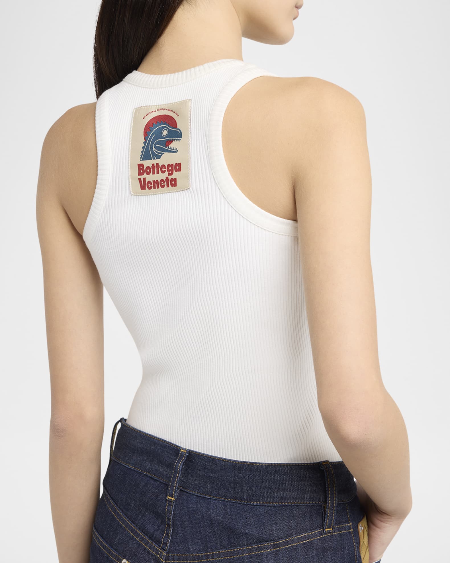 Tシャツ・カットソー BOTTEGA VENETA Embroidered Viscose Tank Top Bottega Veneta Logo Patch Tank Top | Neiman Marcus