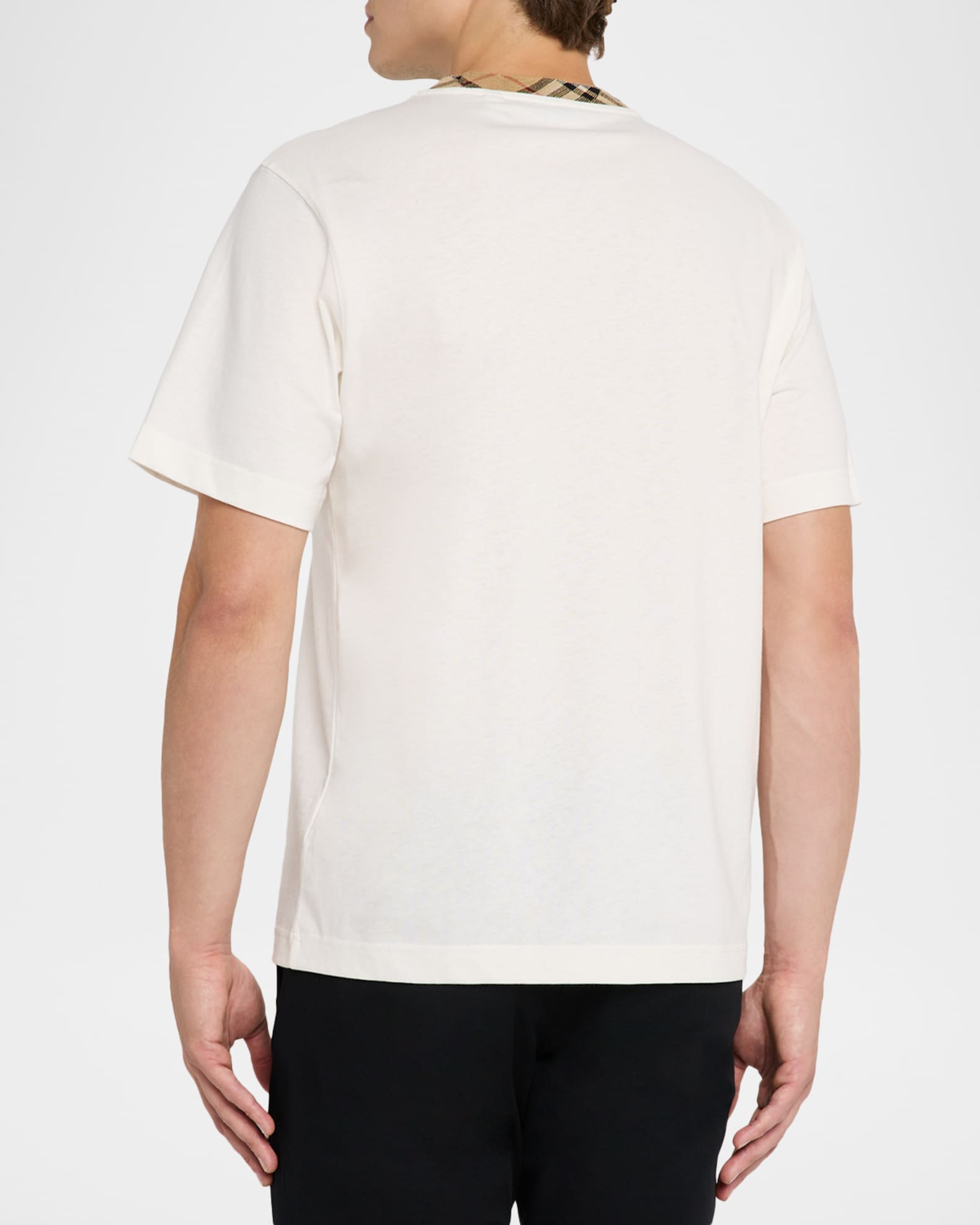 Burberry Men's Cotton Check-Trim Crewneck T-Shirt | Neiman Marcus