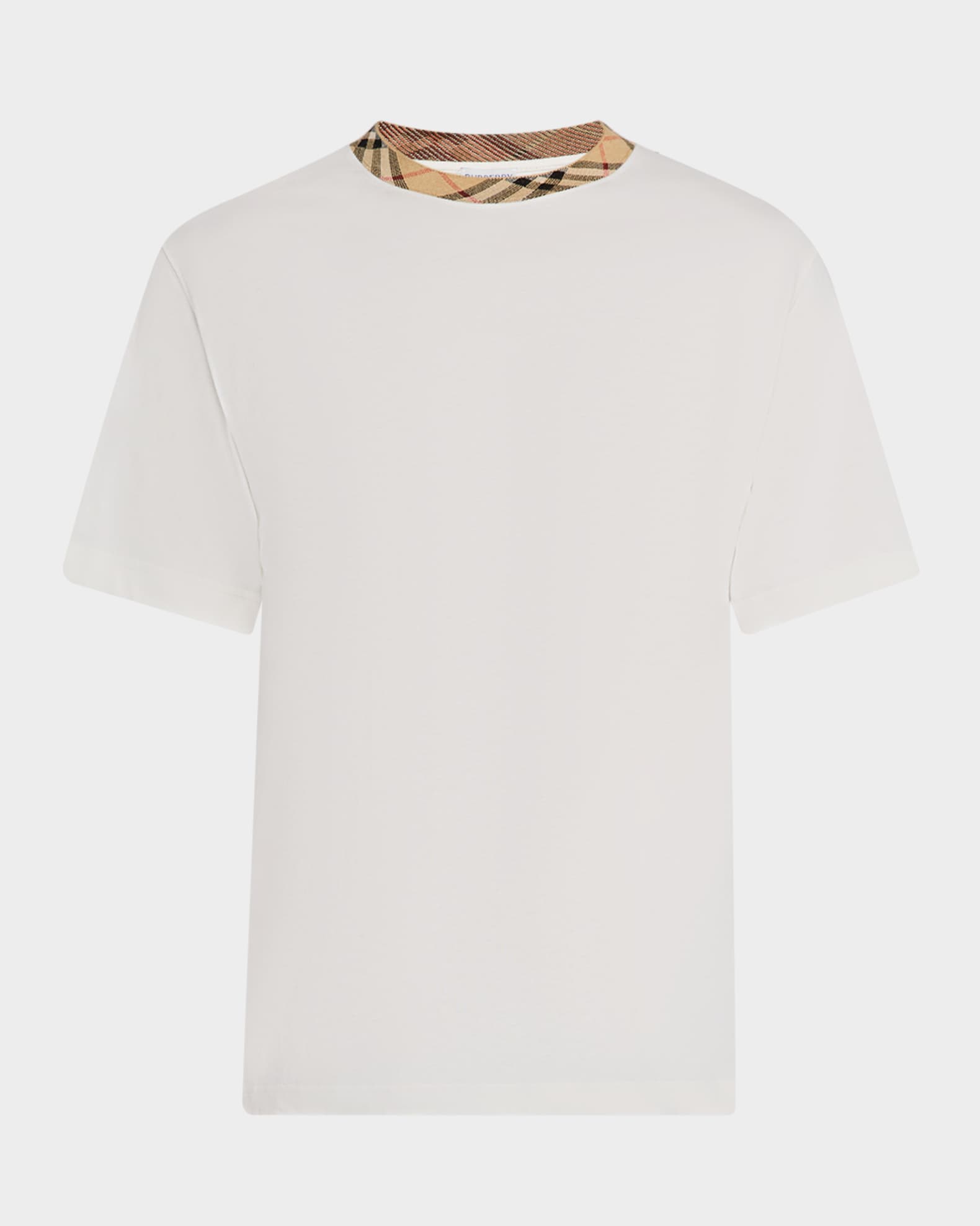 Burberry Men's Cotton Check-Trim Crewneck T-Shirt | Neiman Marcus
