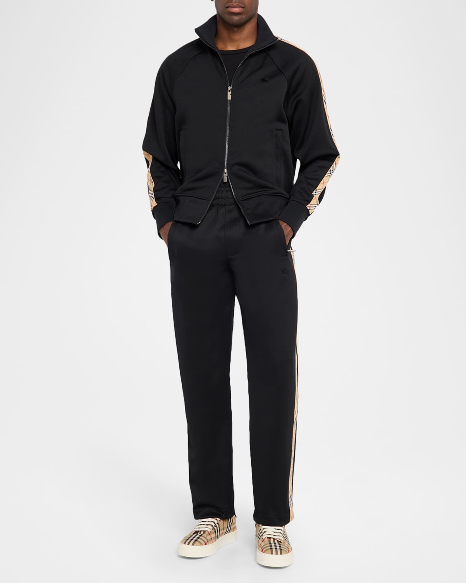 Burberry ３点セット Burberry Men's Check-Trim Jersey Trousers | Neiman Marcus