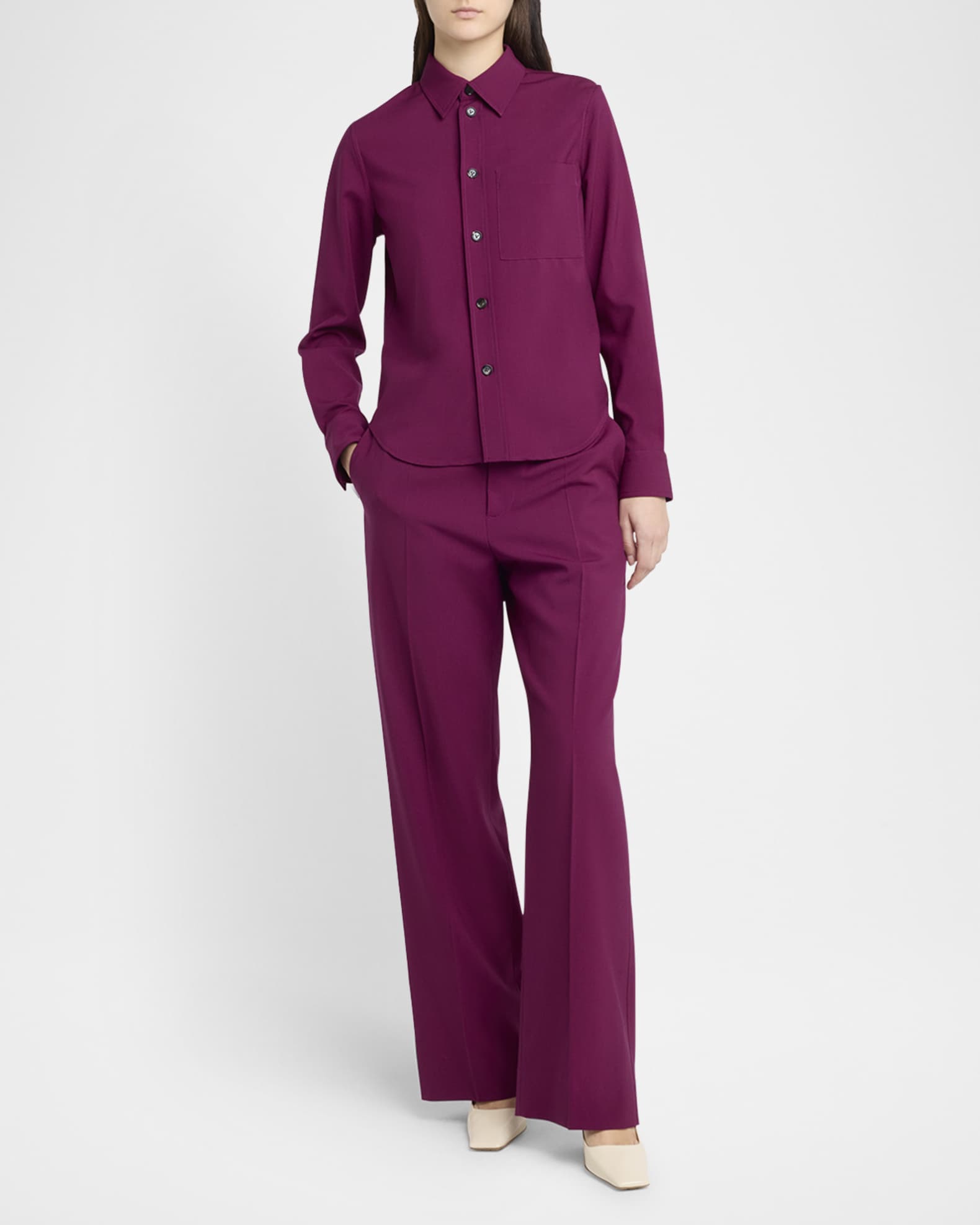 Fine Viscose Silk Twill Button-Down Shirt 1
