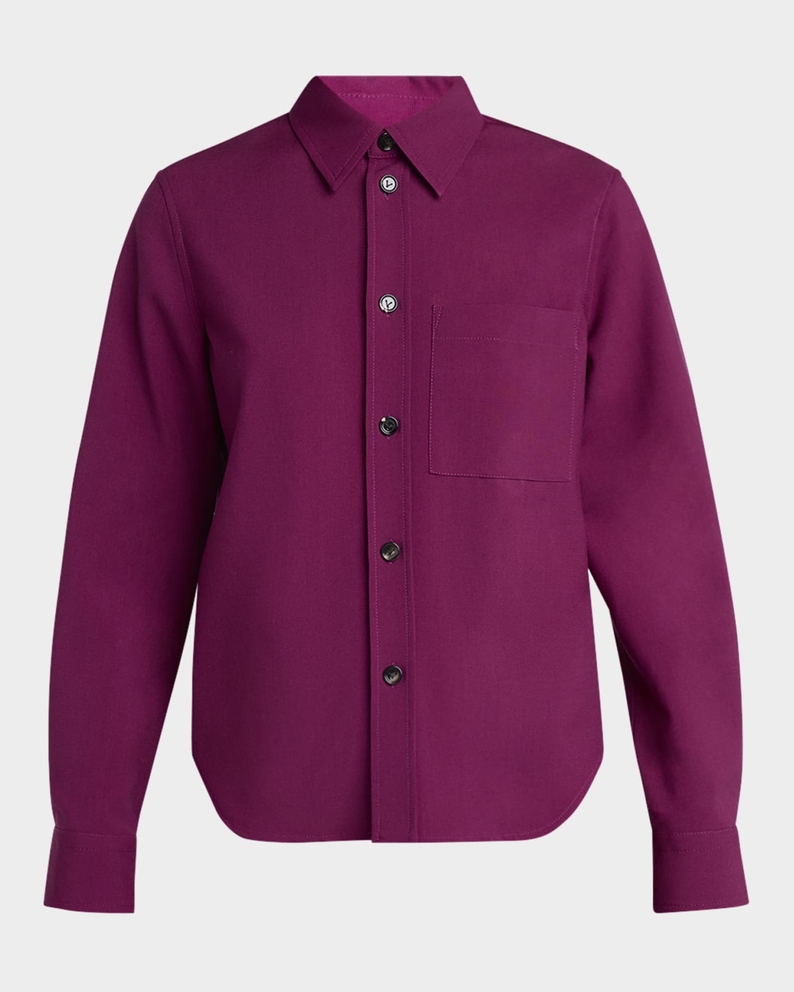 Fine Viscose Silk Twill Button-Down Shirt 0