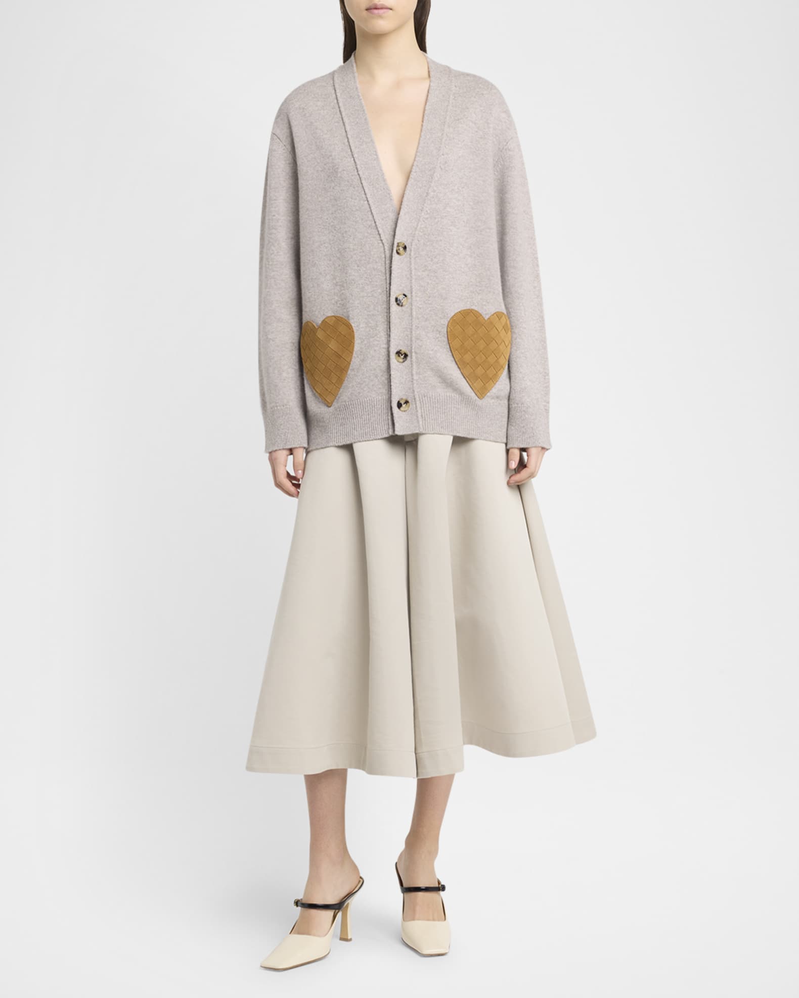 Intrecciato Suede Pocket Cashmere Cardigan 1