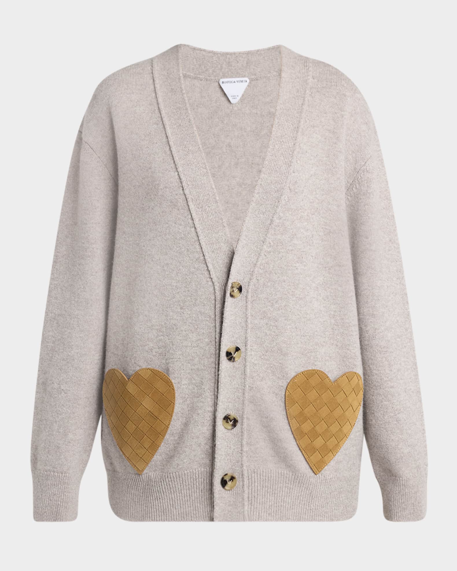 Intrecciato Suede Pocket Cashmere Cardigan 0