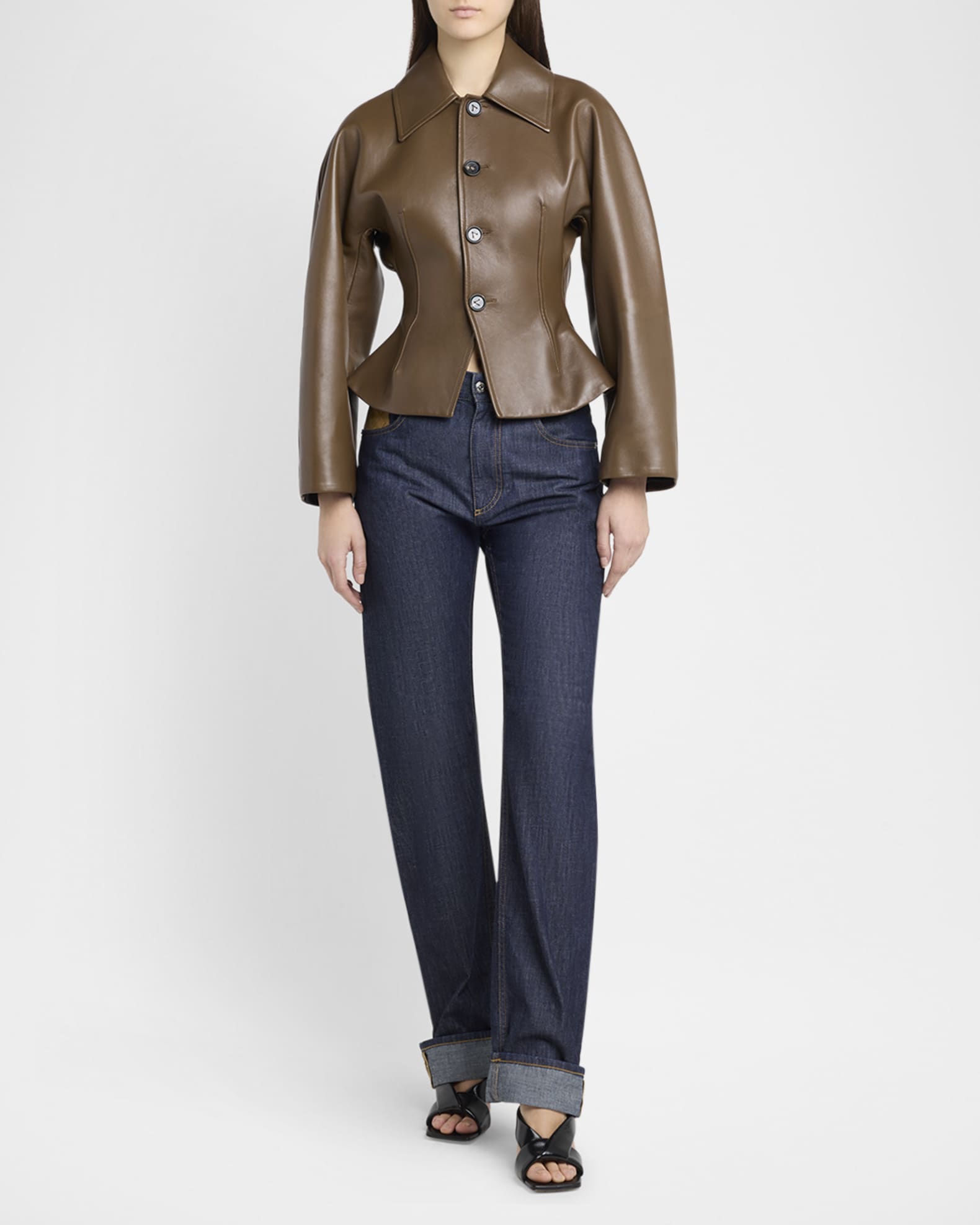 Bottega Veneta Intrecciato Suede Pocket Straight-Leg Denim