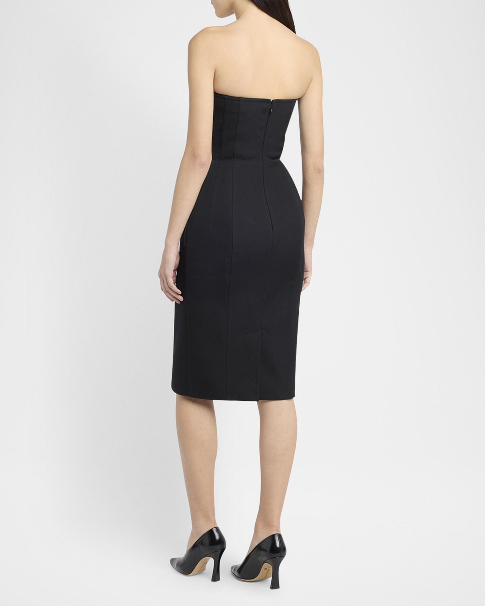 Bottega Veneta Strapless Compact Wool Waisted Buster Dress