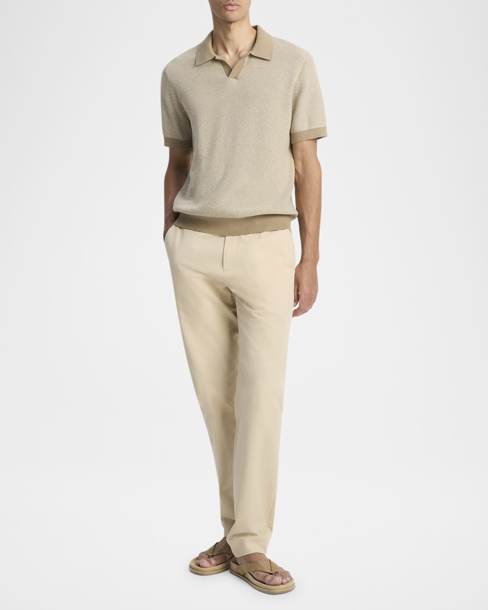 Men's Cotton and Cashmere Johnny Collar Polo Shirt 1