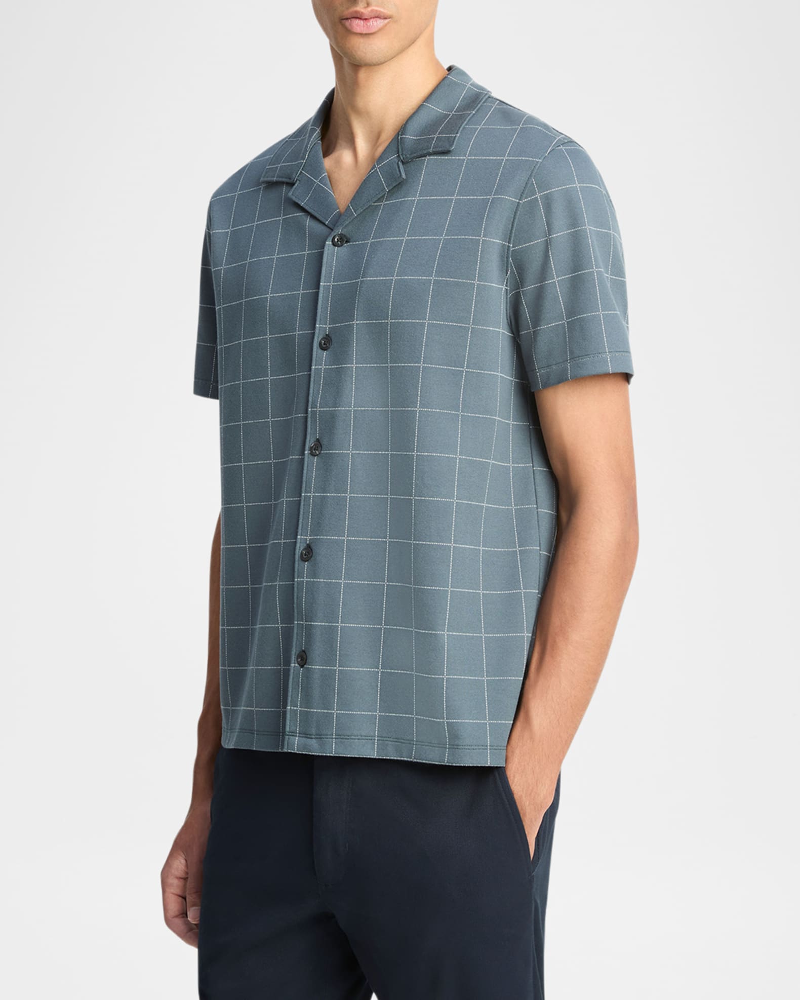 Vince Men's Windowpane Check Camp Shirt | Neiman Marcus
