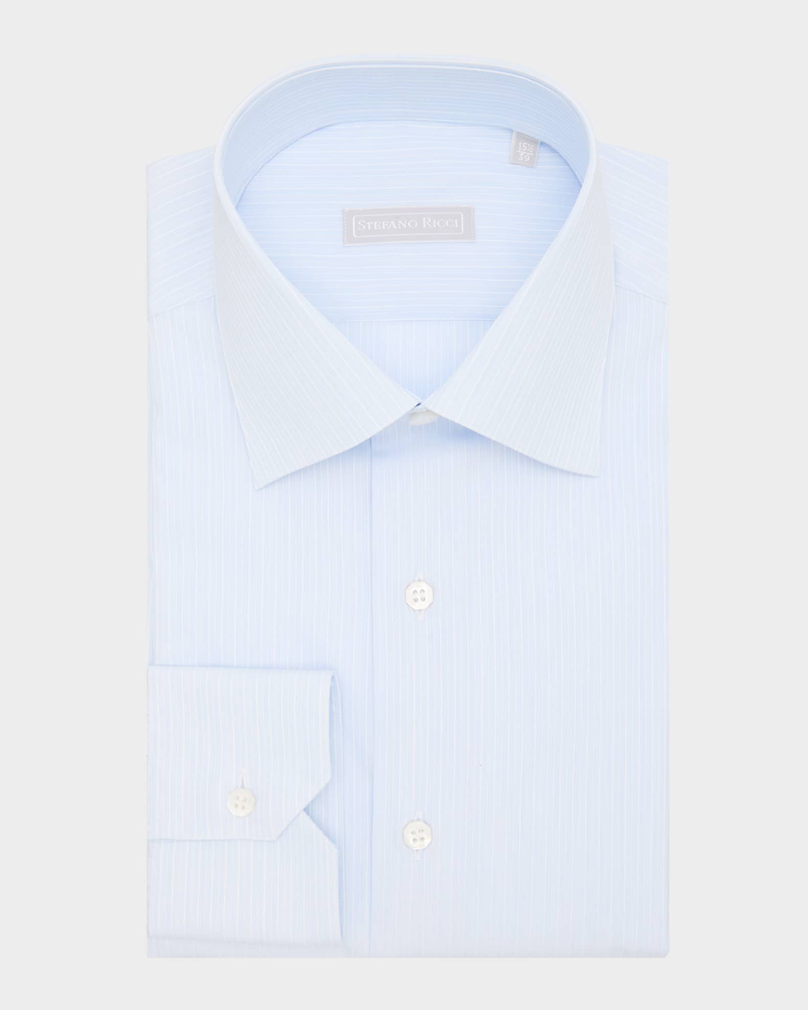 Men's Cotton Multi-Stripe Point Collar Dress Shirt 0