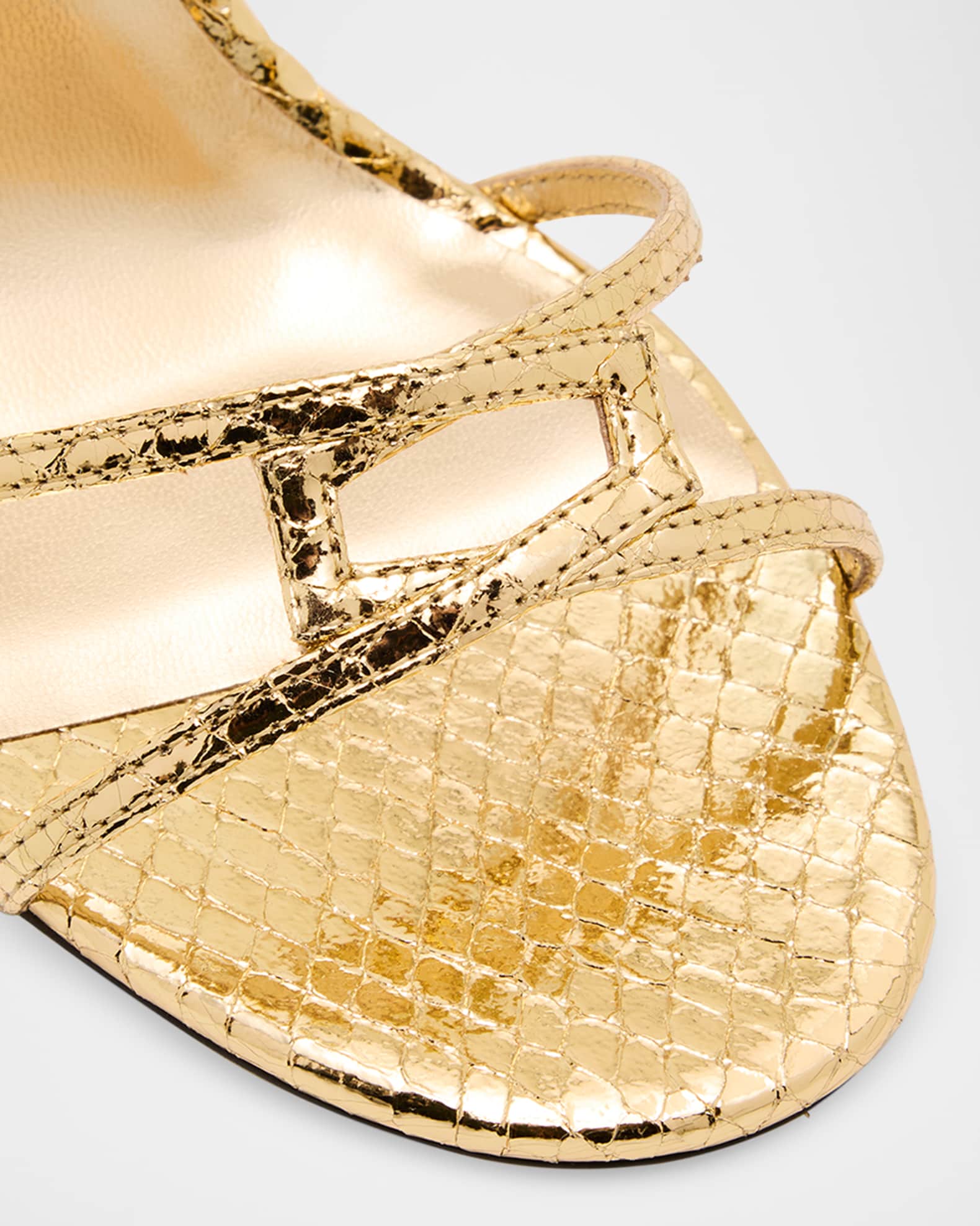 Jimmy Choo Snake-Embossed 1998 Leo Metallic Leather Ankle-Strap