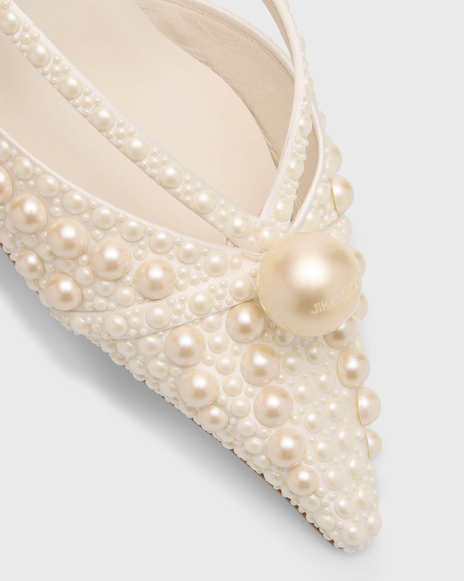 Jimmy Choo Sana 51 Pearly Leather Mules | Neiman Marcus