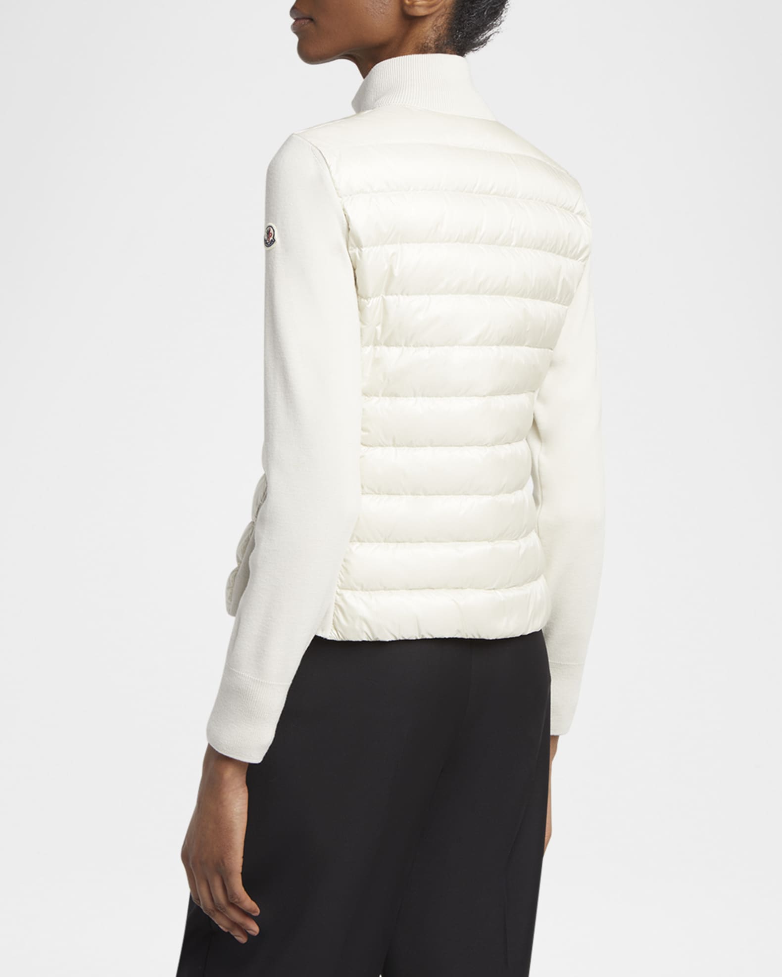 MONCLER - MONCLER S ハイブリッドカーディガン　ホワイト Moncler Combo Down Short Cardigan | Neiman Marcus