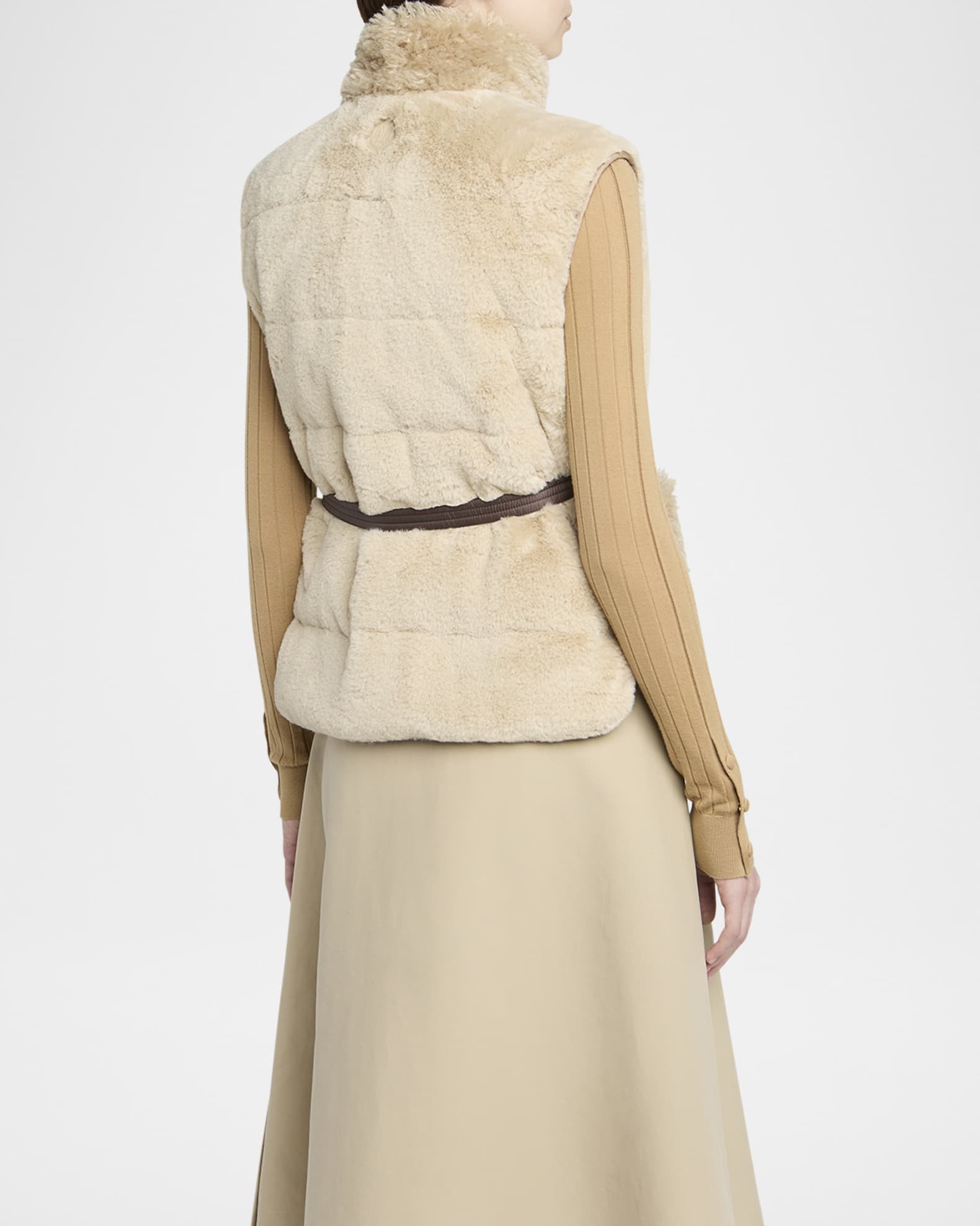 【関税＆送料込み】Moncler 'Joui' Vest Light Beige Joui Faux Fur & Teddy Down Vest - Vests for