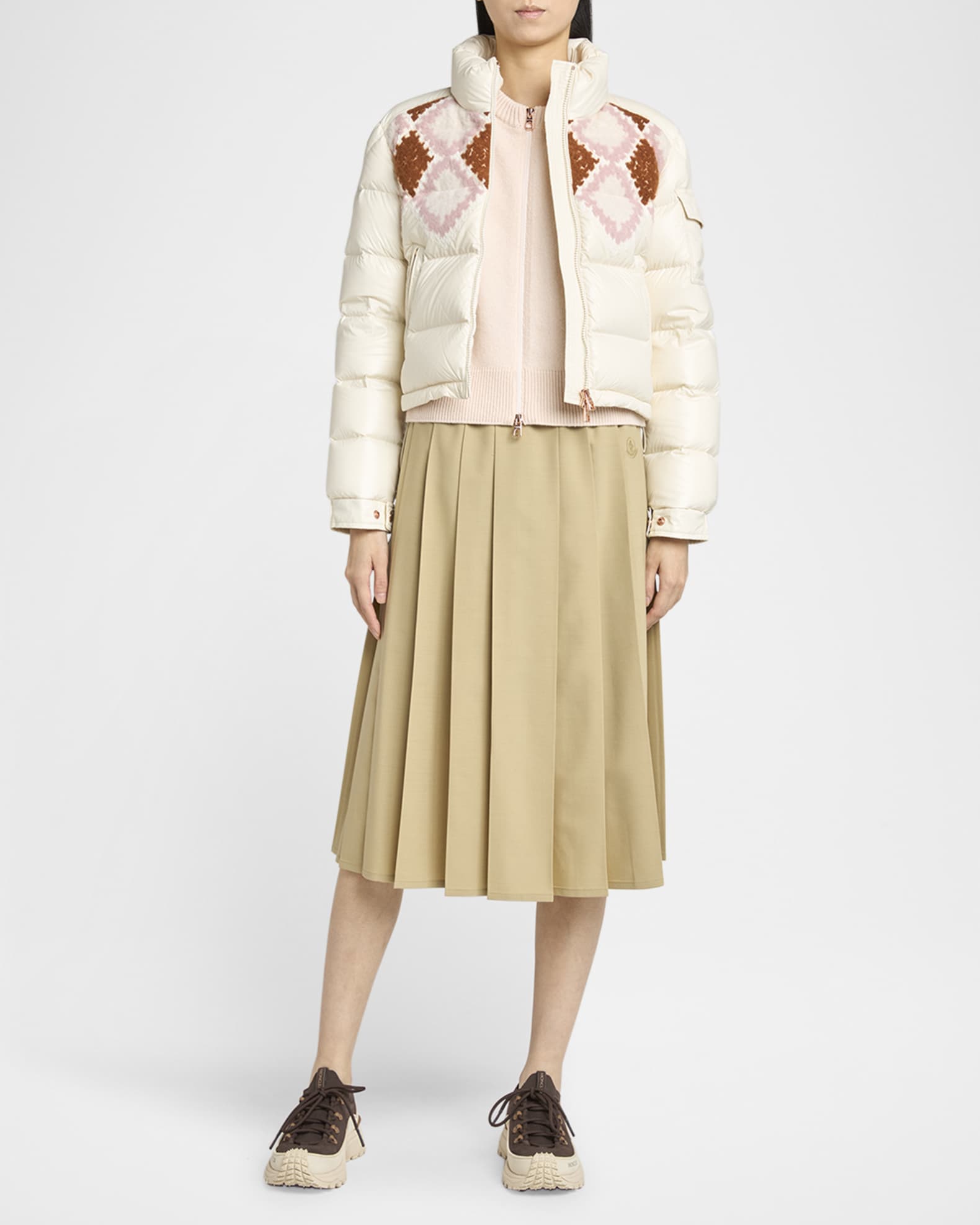 ★【MONCLER】Gonna midi con zip★ ミディスカート Moncler Nylon Midi Skirt | Neiman Marcus