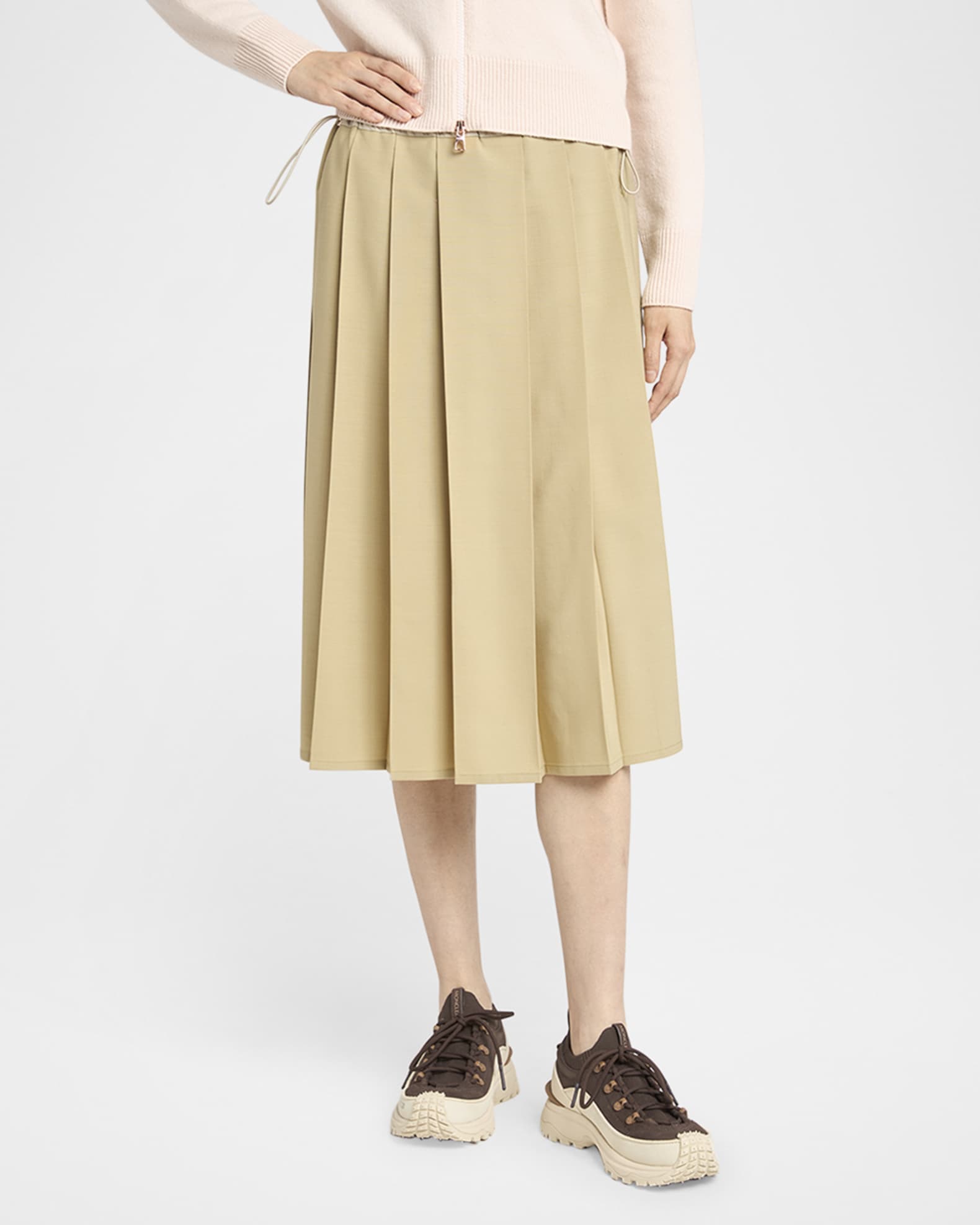 Moncler スカート Pleated Midi Skirt ★関税込 Moncler Pleated Drawstring Midi Skirt | Neiman Marcus
