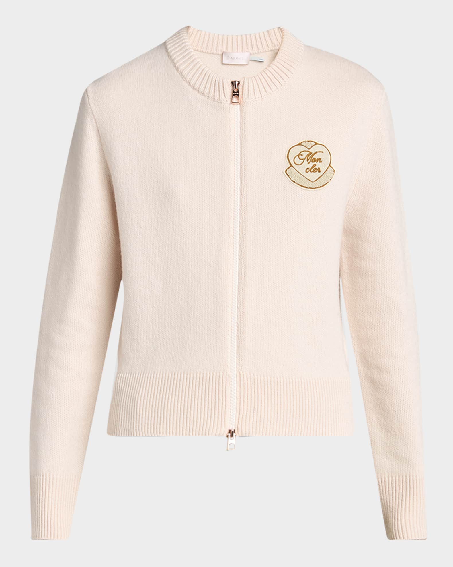 Wool-Cashmere Heart Patch Cardigan  0