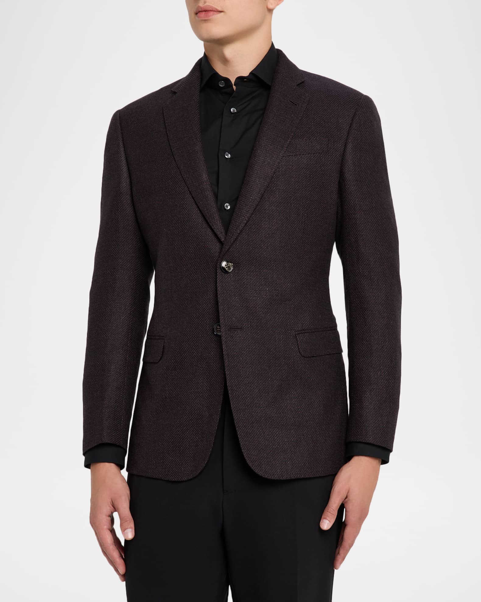 Giorgio Armani Men's Micro Grid Textured Blend Sport Coat | Neiman