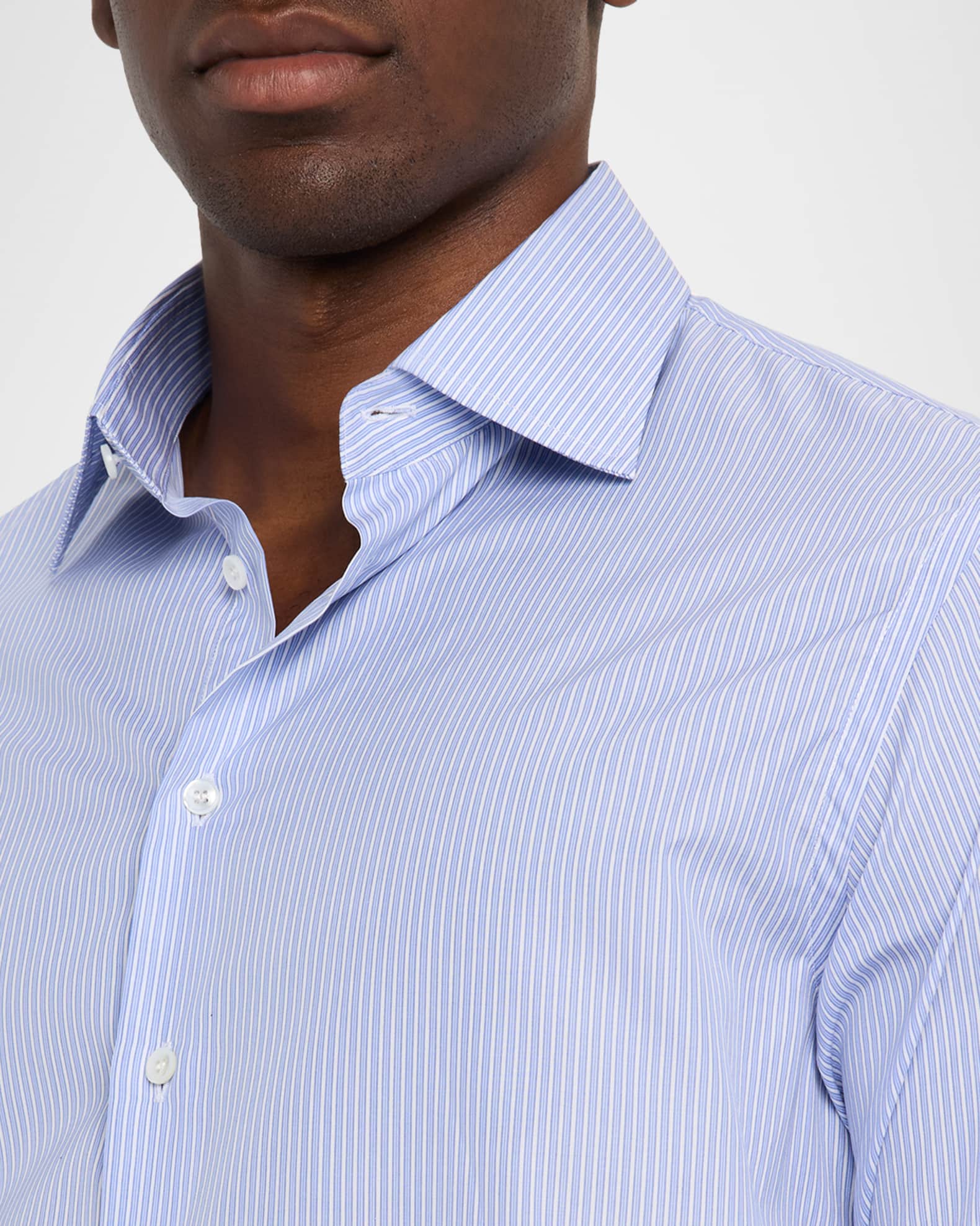 Giorgio Armani Men's Majesty Cotton Vertical Stripe Dress Shirt