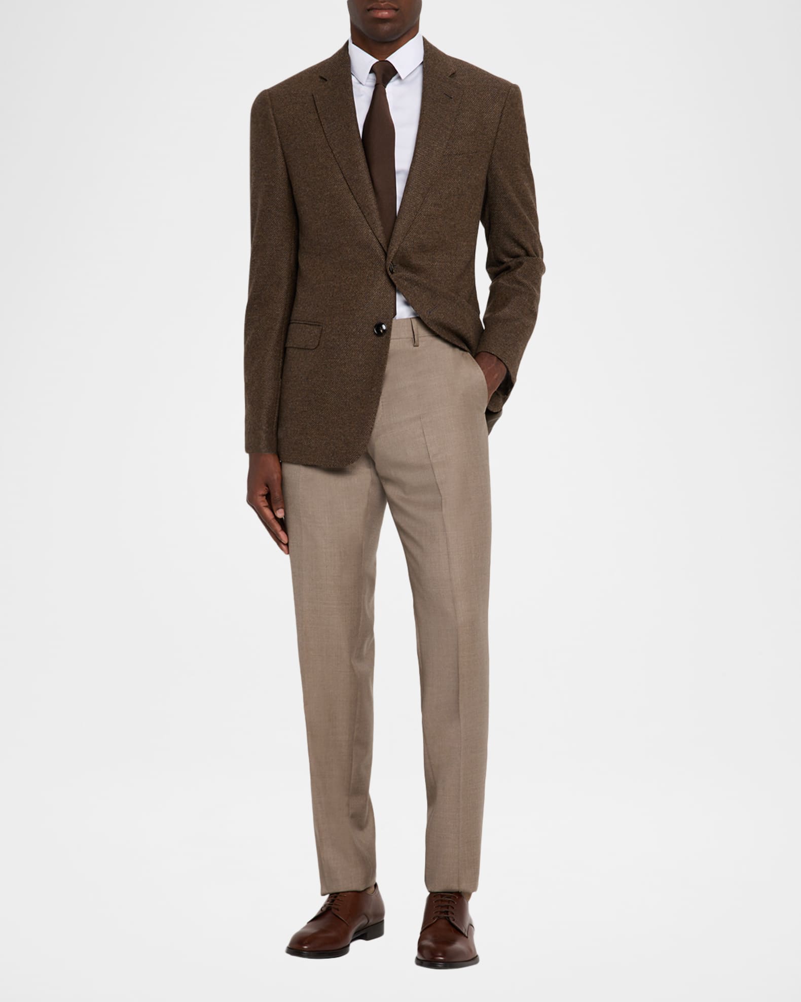 Men's Wool Sharkskin Flat Front Trousers 1