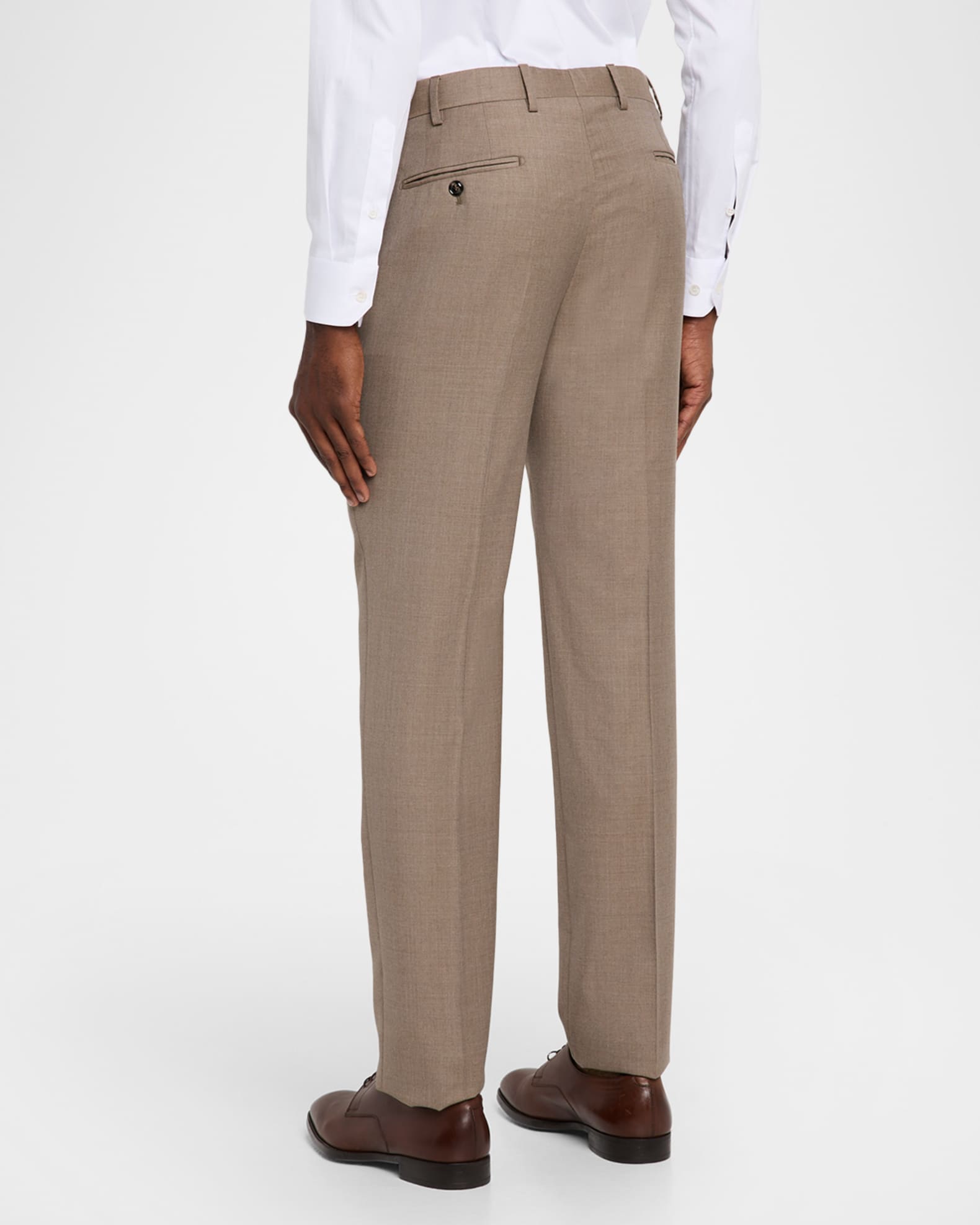 Giorgio Armani Men's Wool Sharkskin Flat Front Trousers | Neiman