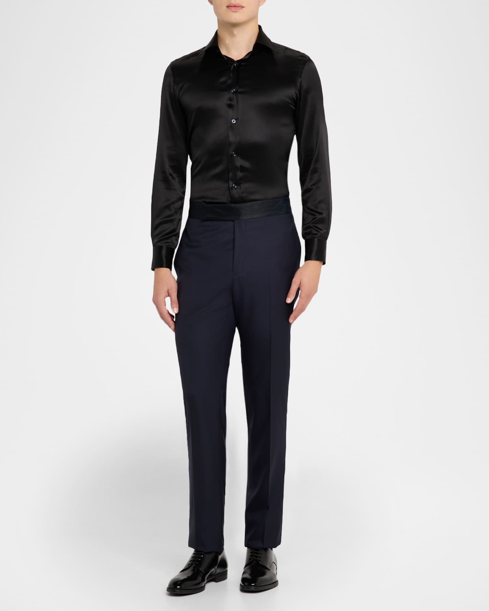 Men's Wool Satin-Trim Formal Pants 1