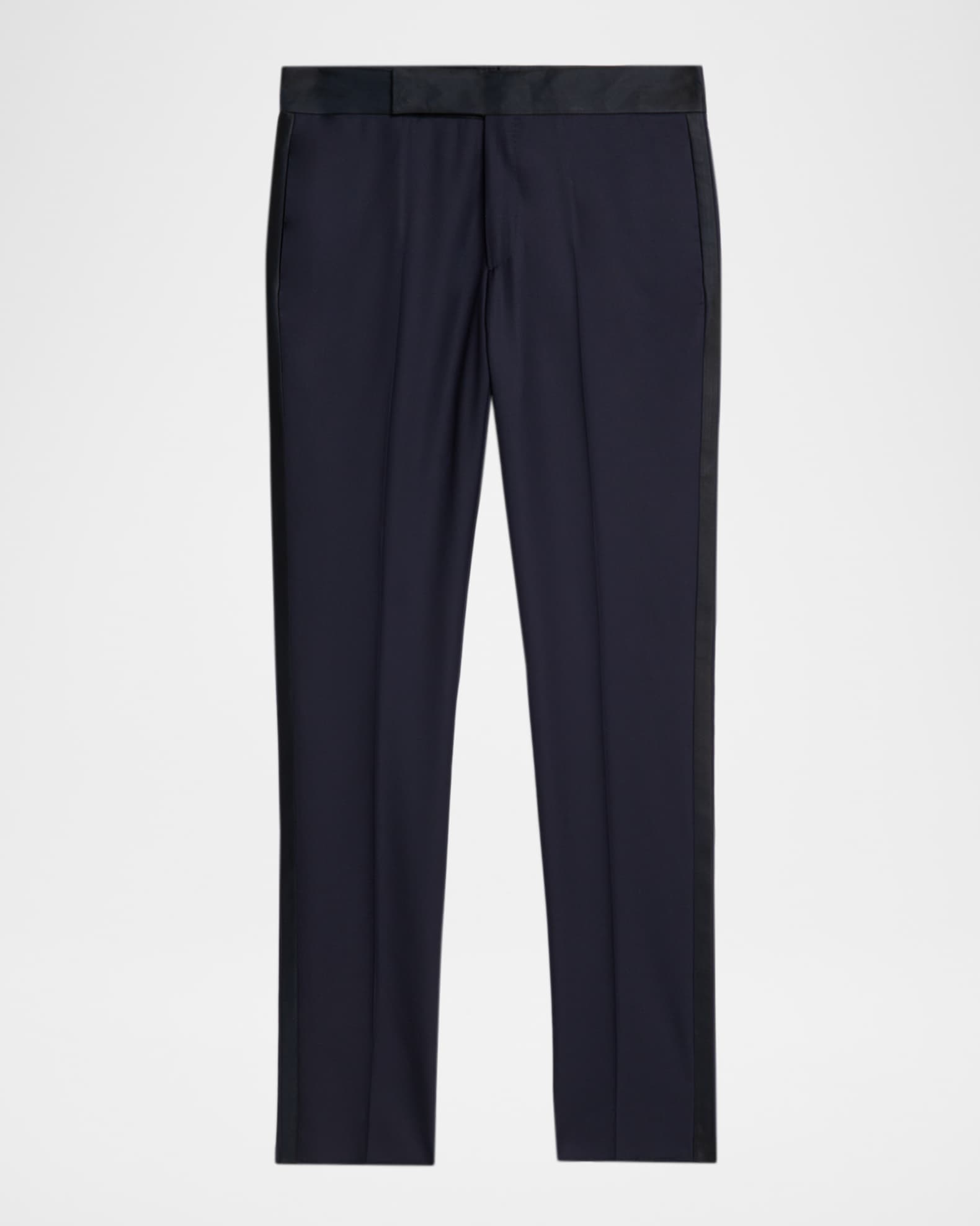Men's Wool Satin-Trim Formal Pants 0