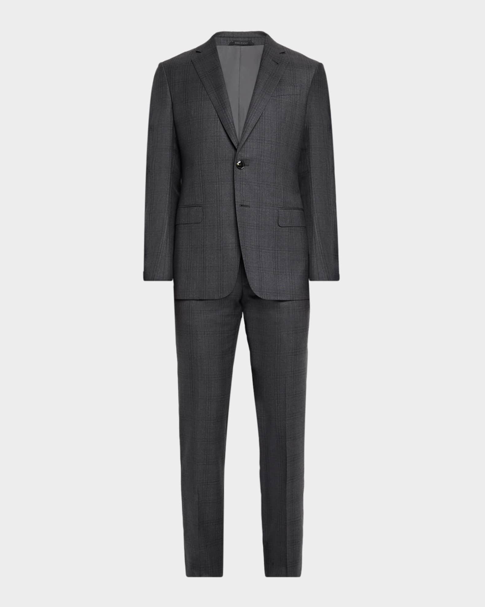 Giorgio Armani Men's Subtle Tonal Plaid Two-Piece Suit | Neiman Marcus