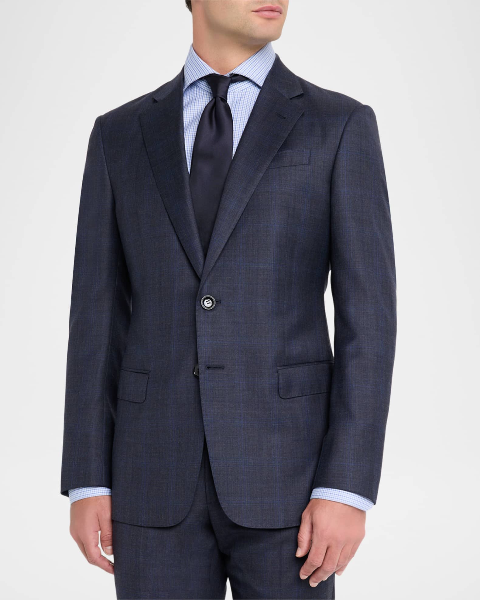 116 【GIORGIO ARMANI】2つボタンスーツセットアップ ネイビー Giorgio Armani Men's Subtle Windowpane Two-Piece Suit | Neiman Marcus