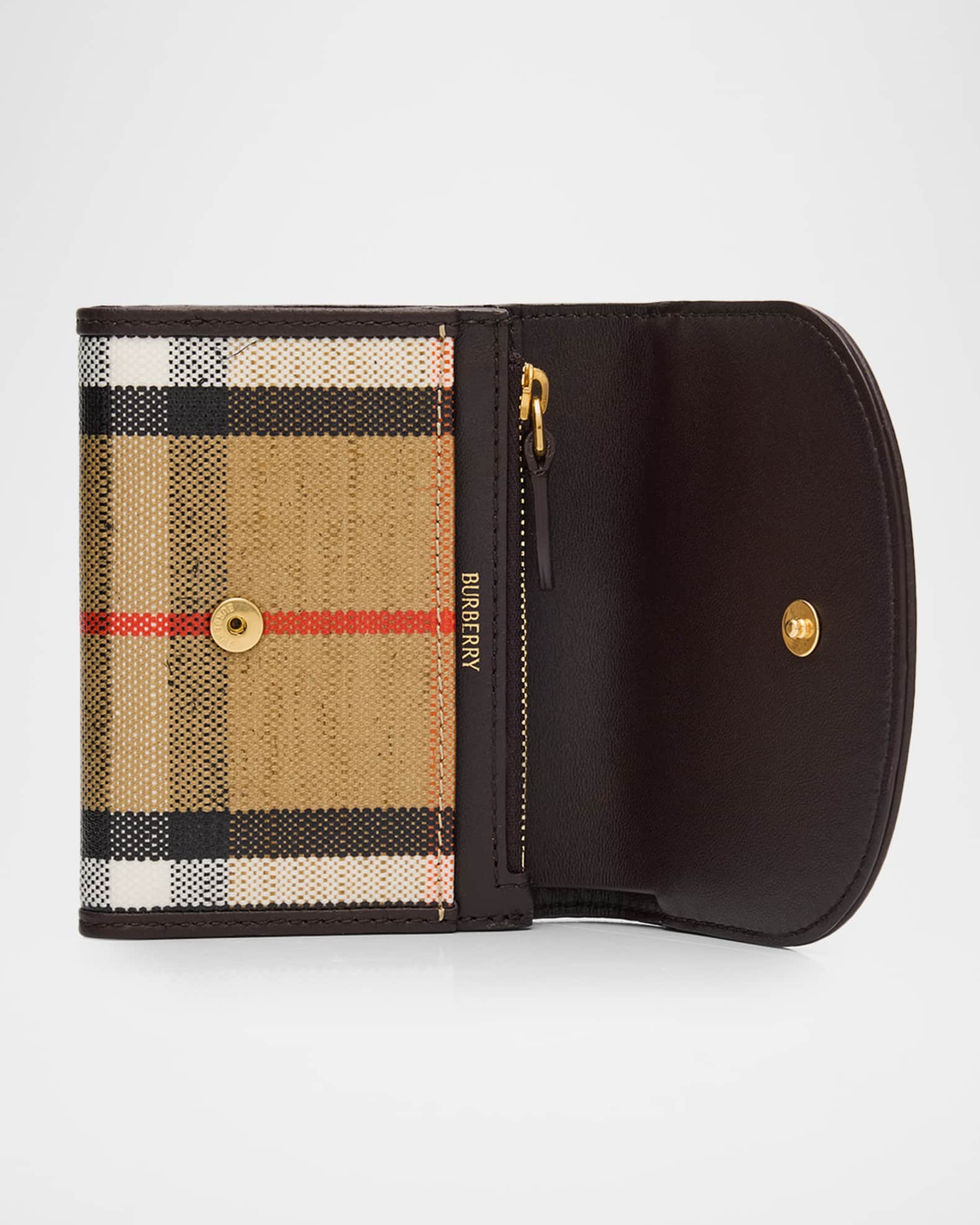 Burberry Highlands Check Compact Trifold Wallet | Neiman Marcus