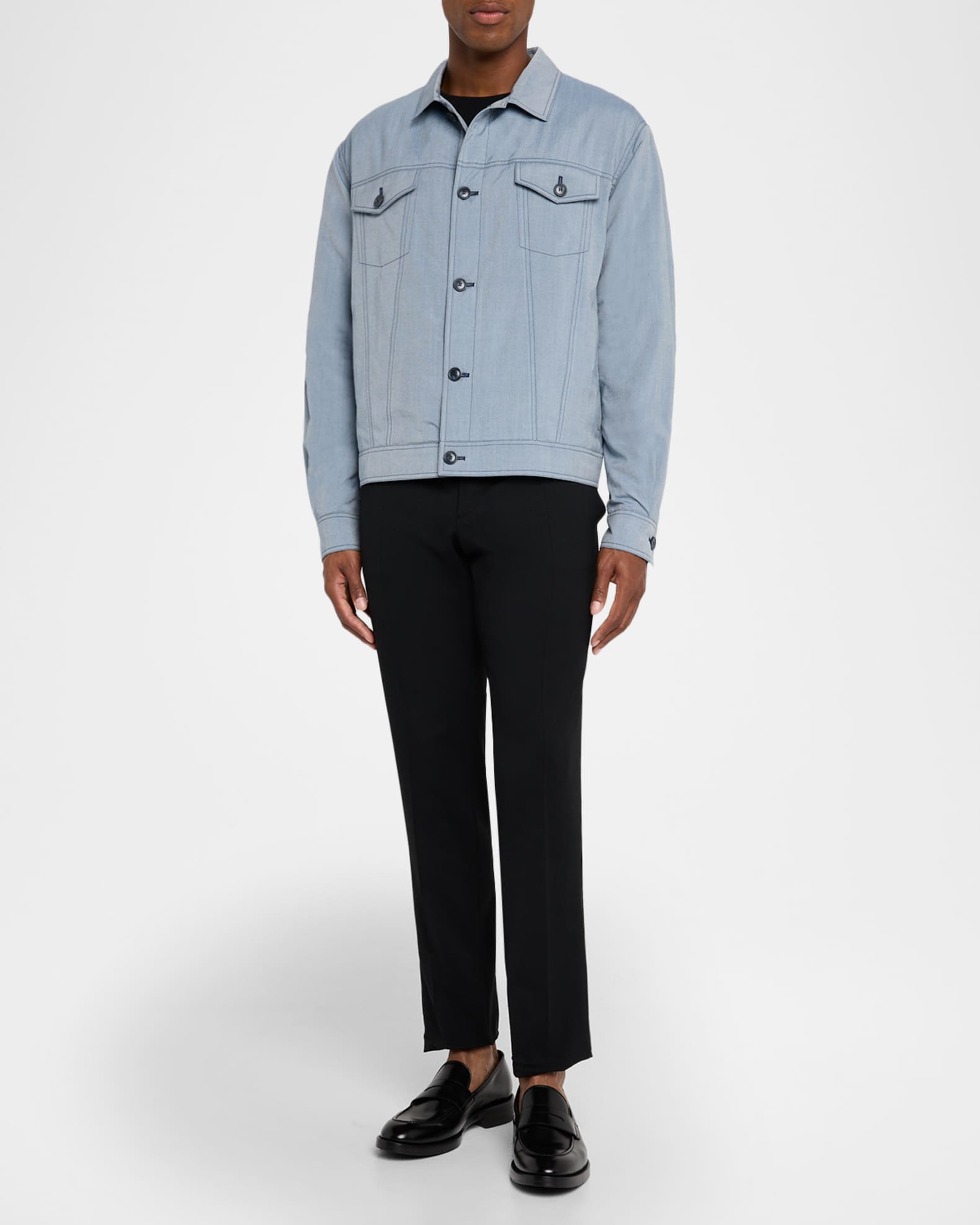Giorgio Armani Men's Silk Denim Blouson Jacket | Neiman Marcus