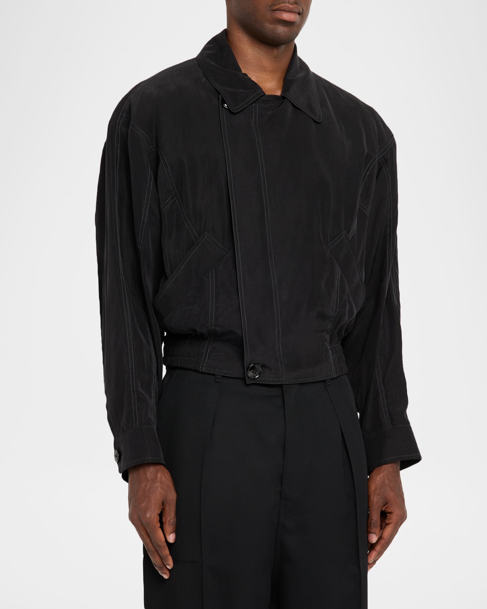 Giorgio Armani Men's Asymmetrical Lyocell Bomber Jacket | Neiman