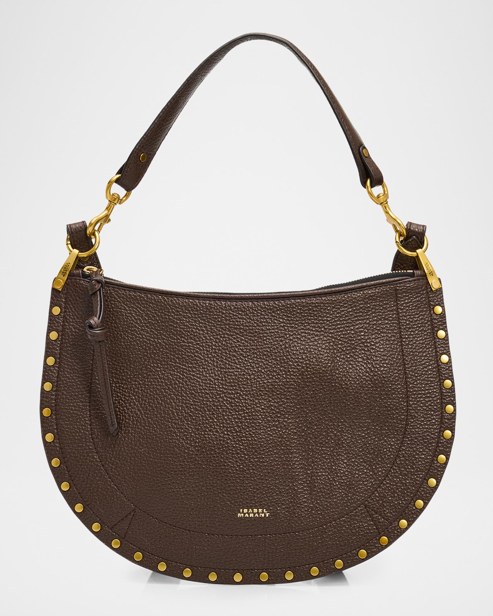 Isabel Marant Oskan Studded Grainy Leather Shoulder Bag | Neiman