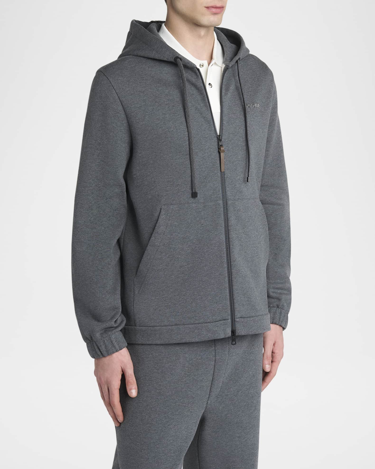 Moncler Men's Fleece Full-Zip Hoodie | Neiman Marcus