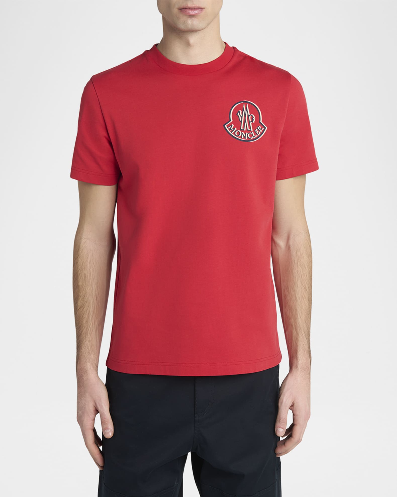 MONCLER 赤 長袖Tシャツ レッド（赤）系 MONCLER(モンクレール) Tシャツ・カットソー(メンズ