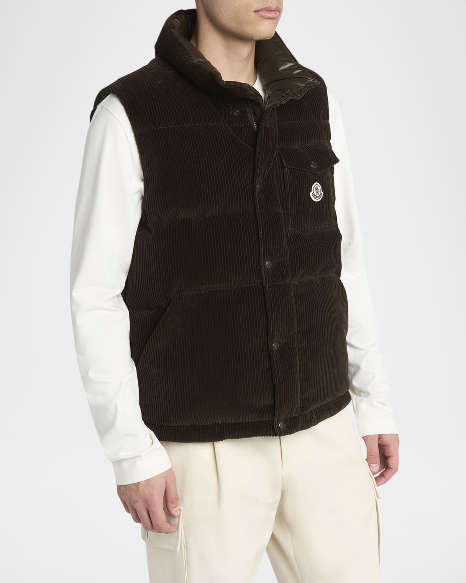 Moncler Men's Agen Full-Zip Corduroy Vest | Neiman Marcus