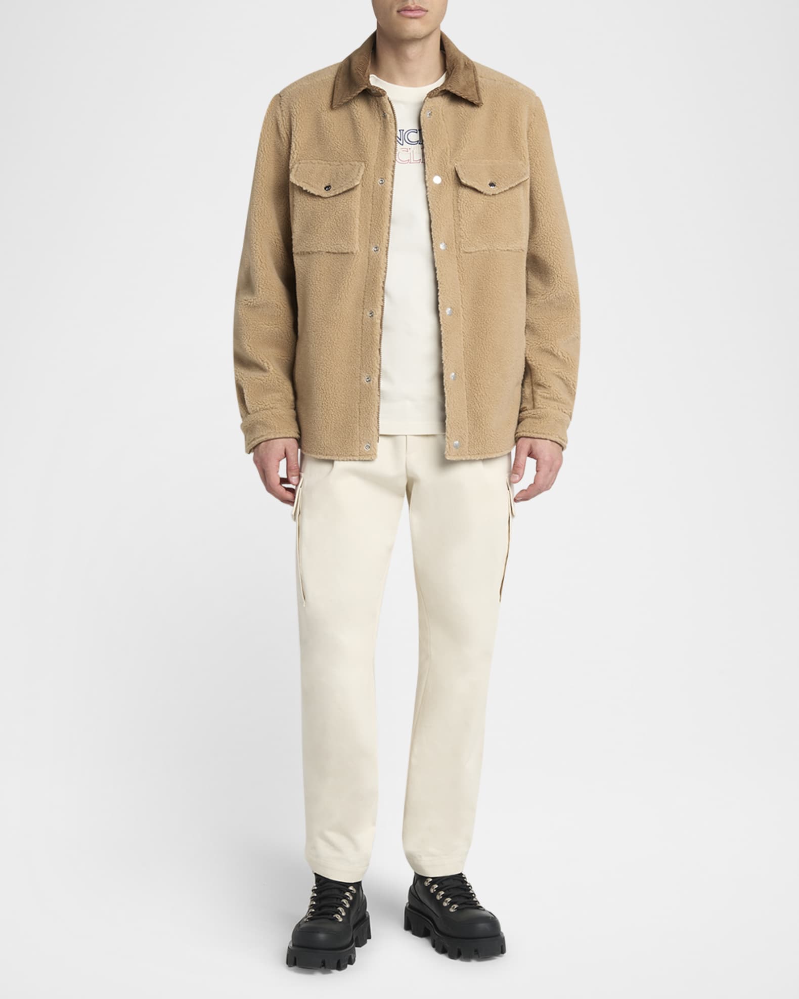 Men's Corduroy-Collar Boucle Shirt Jacket 1