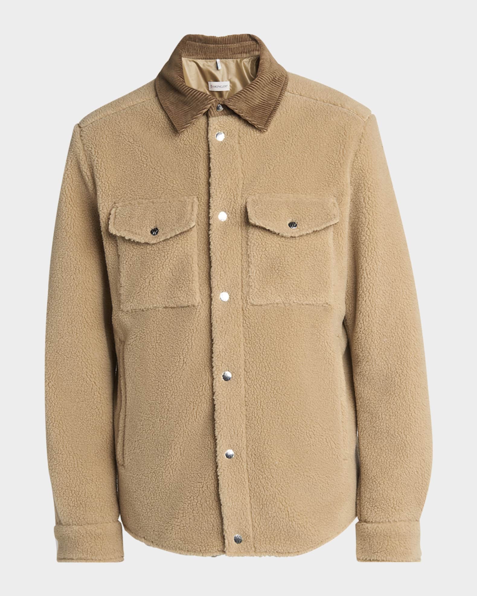 Men's Corduroy-Collar Boucle Shirt Jacket 0
