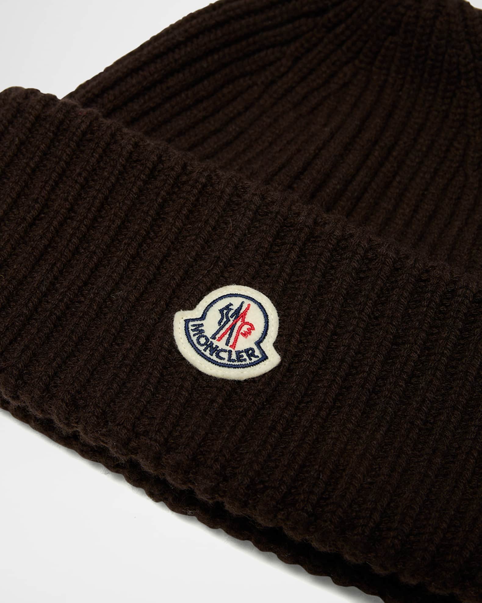 Men's Cashmere and Wool Rib Logo Beanie Hat 1