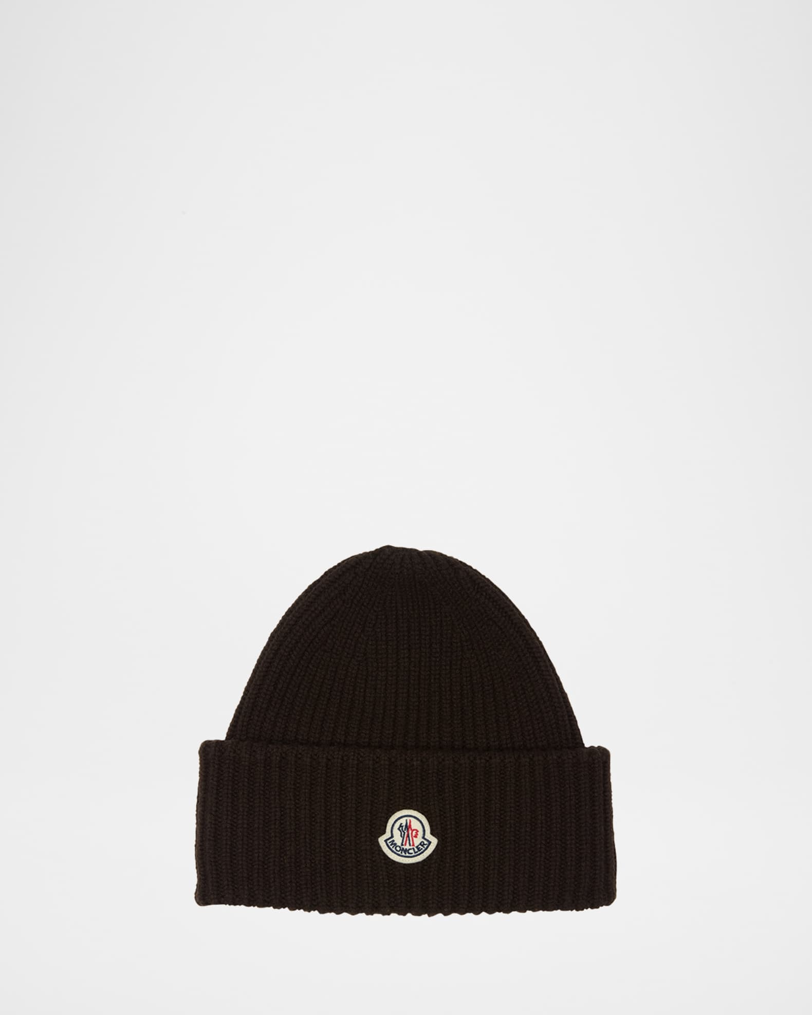Men's Cashmere and Wool Rib Logo Beanie Hat 0