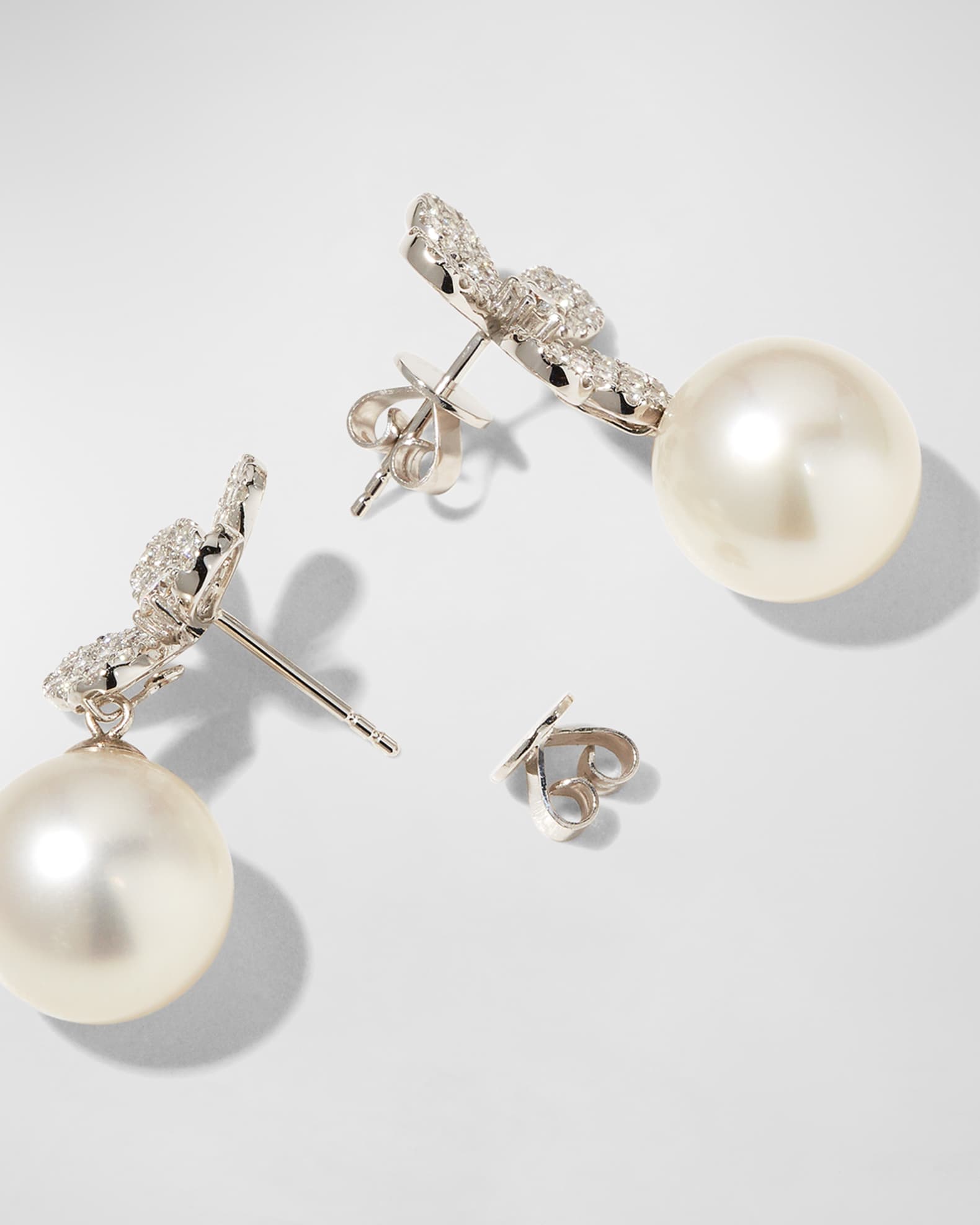Belpearl Fleur White Diamond Pearl Earrings Neiman Marcus