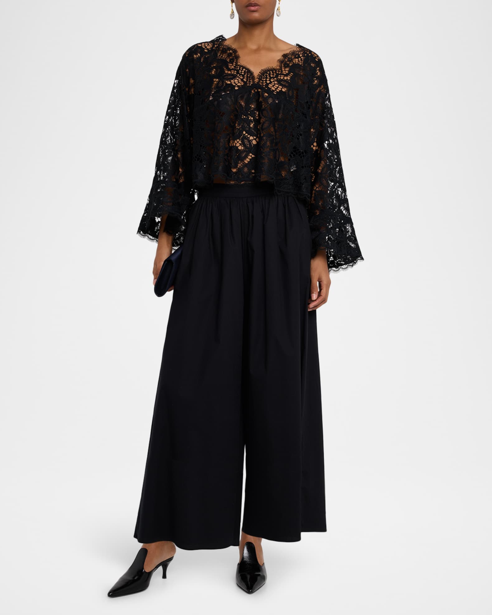Lacy Dream Cropped Flare-Sleeve Blouse 1