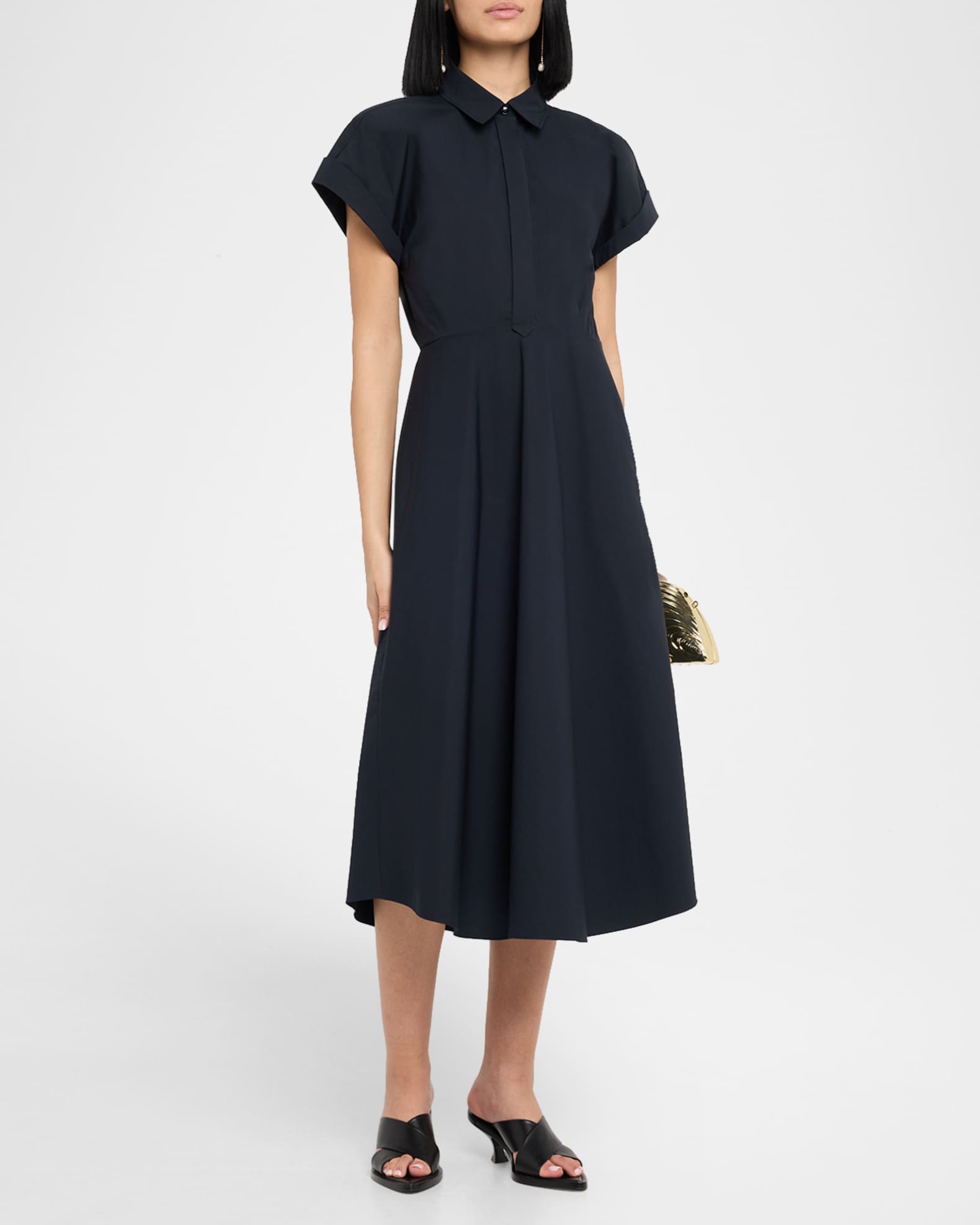 Poplin Power Short-Sleeve Midi Shirtdress 1