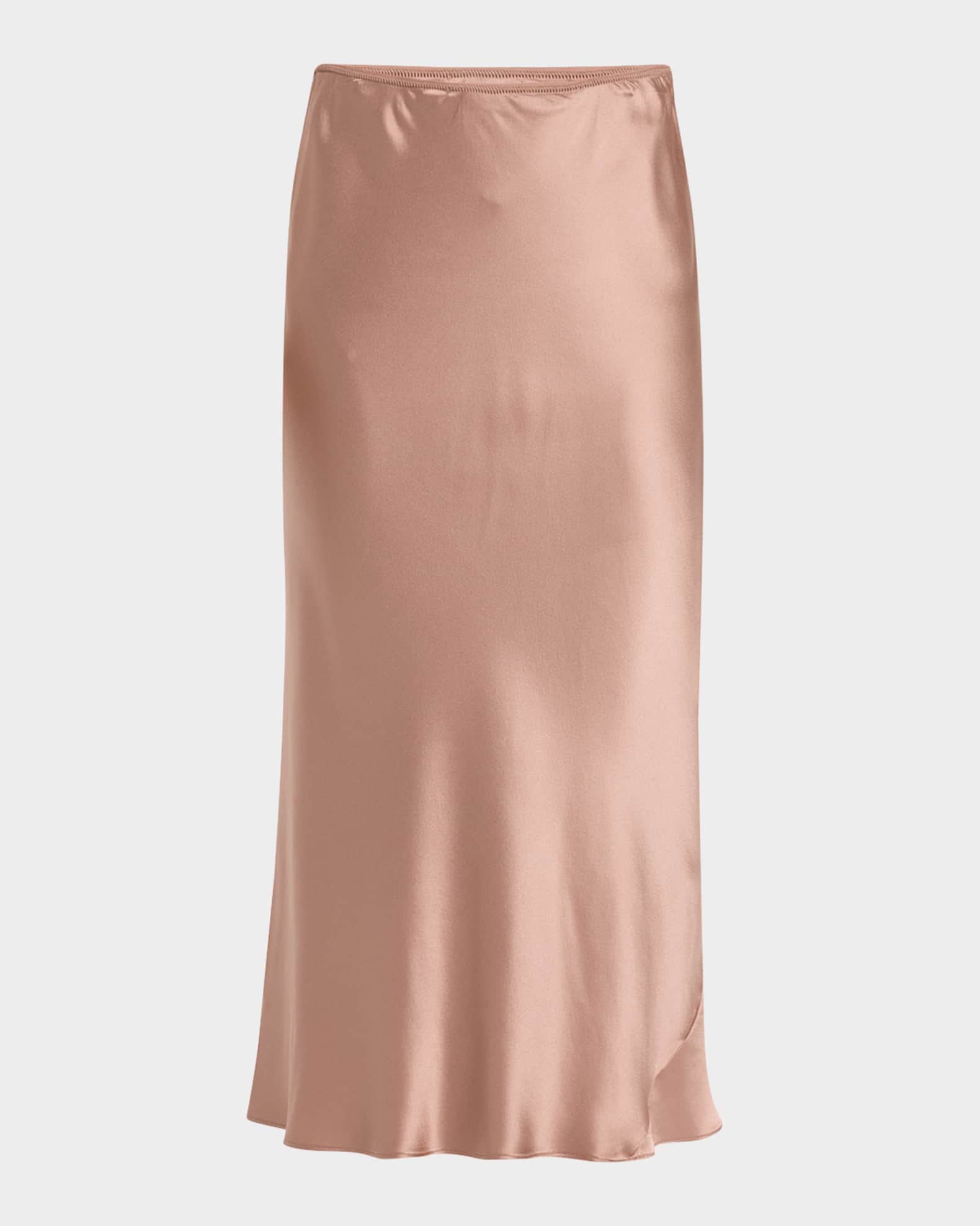 Sense Of Shine Bias-Cut Silk Satin Midi Skirt 0