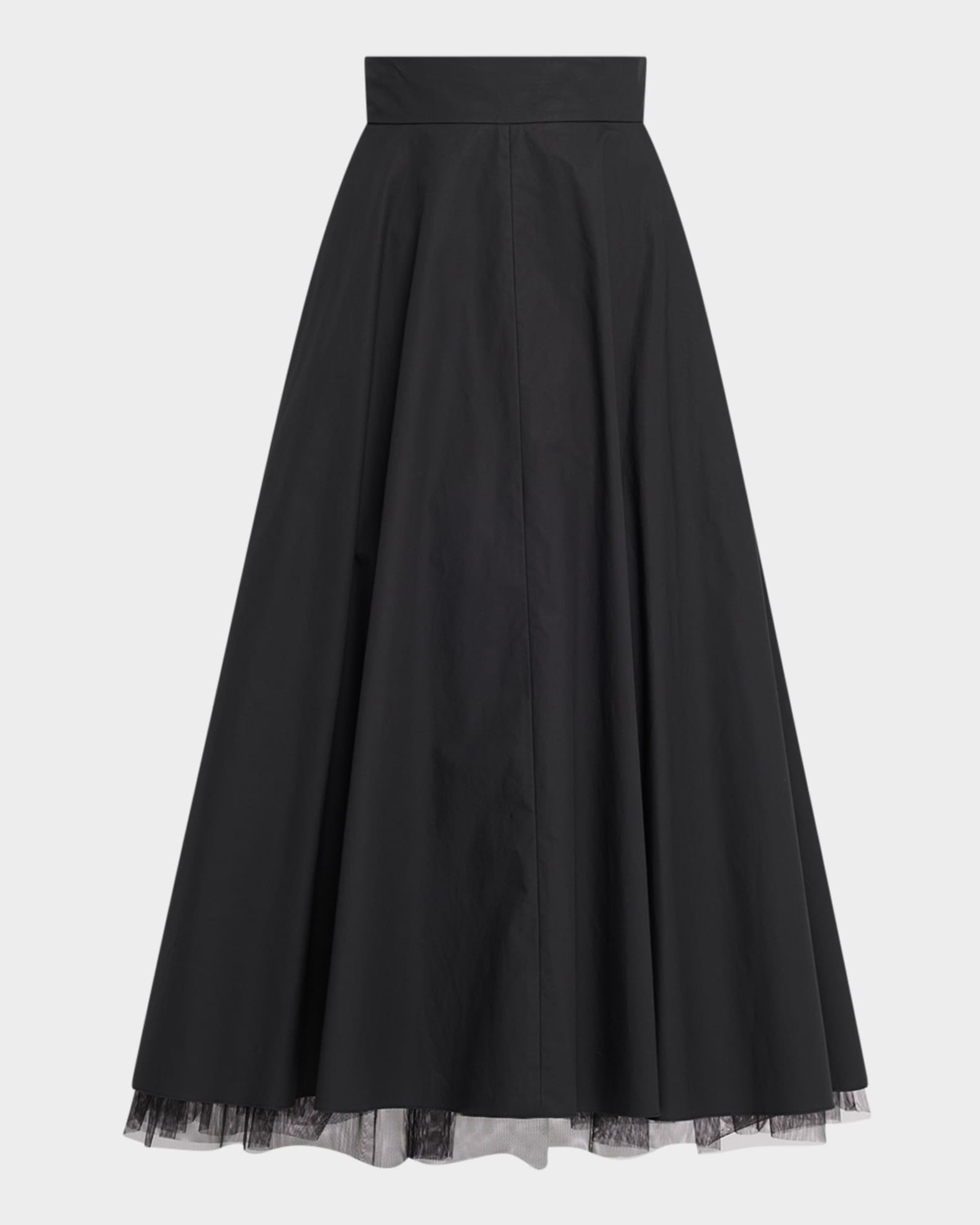 Light Touch Ruffle-Hem Cotton Midi Skirt 0