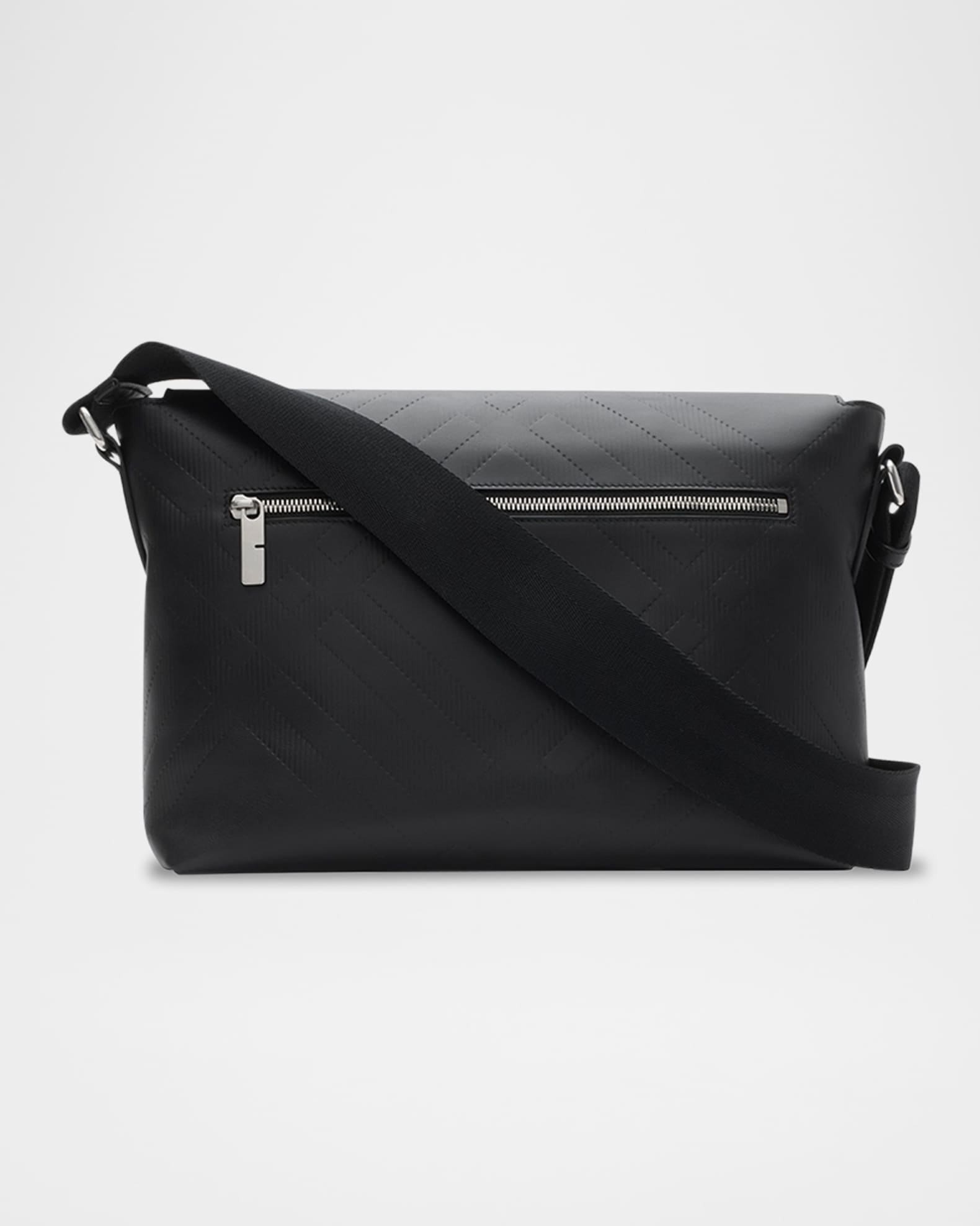【BURBERRY】EMBOSSED CHECK MESSENGER BAG Burberry Men's Check Embossed Leather Messenger Bag | Neiman