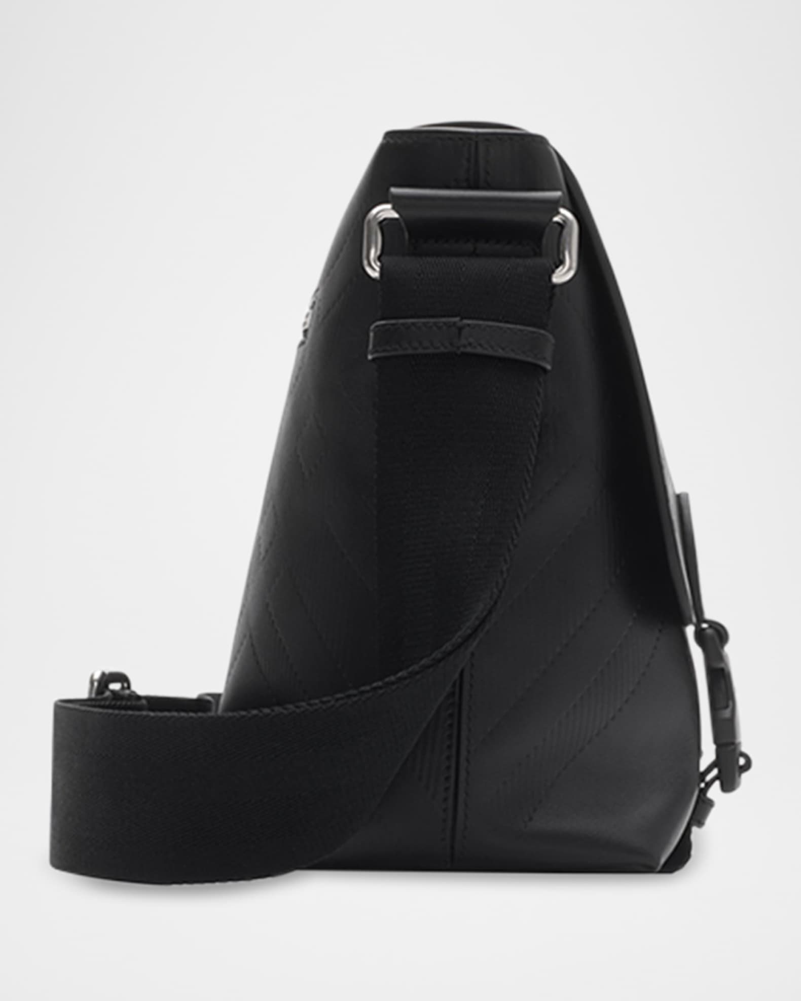 Burberry Men's Check Embossed Leather Messenger Bag | Neiman