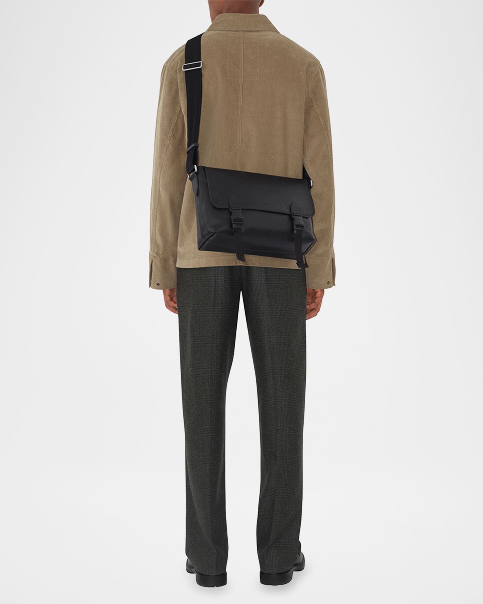 BURBERRY｜ (Embossed Check Messenger Bag (8101922)) Embossed Check Messenger Bag​ in Black - Men | Burberry