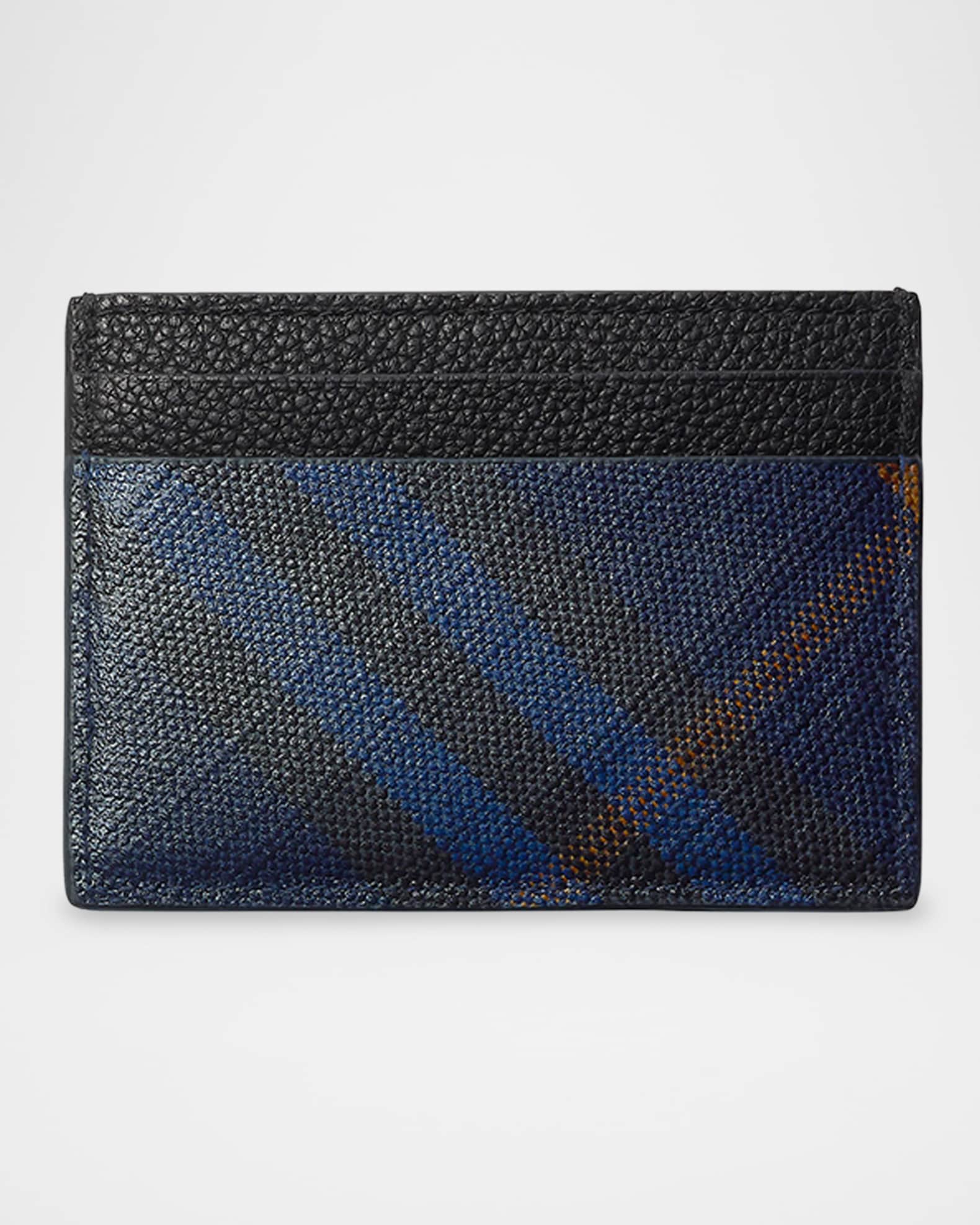 Burberry Men's Sandon Check and Leather Card Holder | Neiman